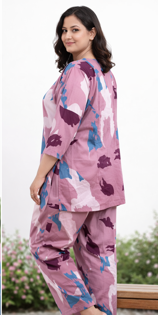 Women’s Heavy Cotton Printed Plus Size Co-ord Set | Kurti & Pant Set | Comfortable Daily & Casual Wear