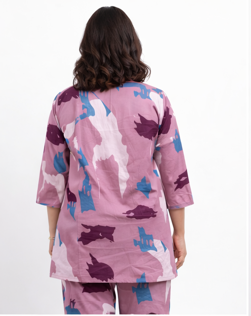 Heavy Cotton Printed Plus Size Co-ord Set | Kurti & Pant Set | Comfortable Daily & Casual Wear