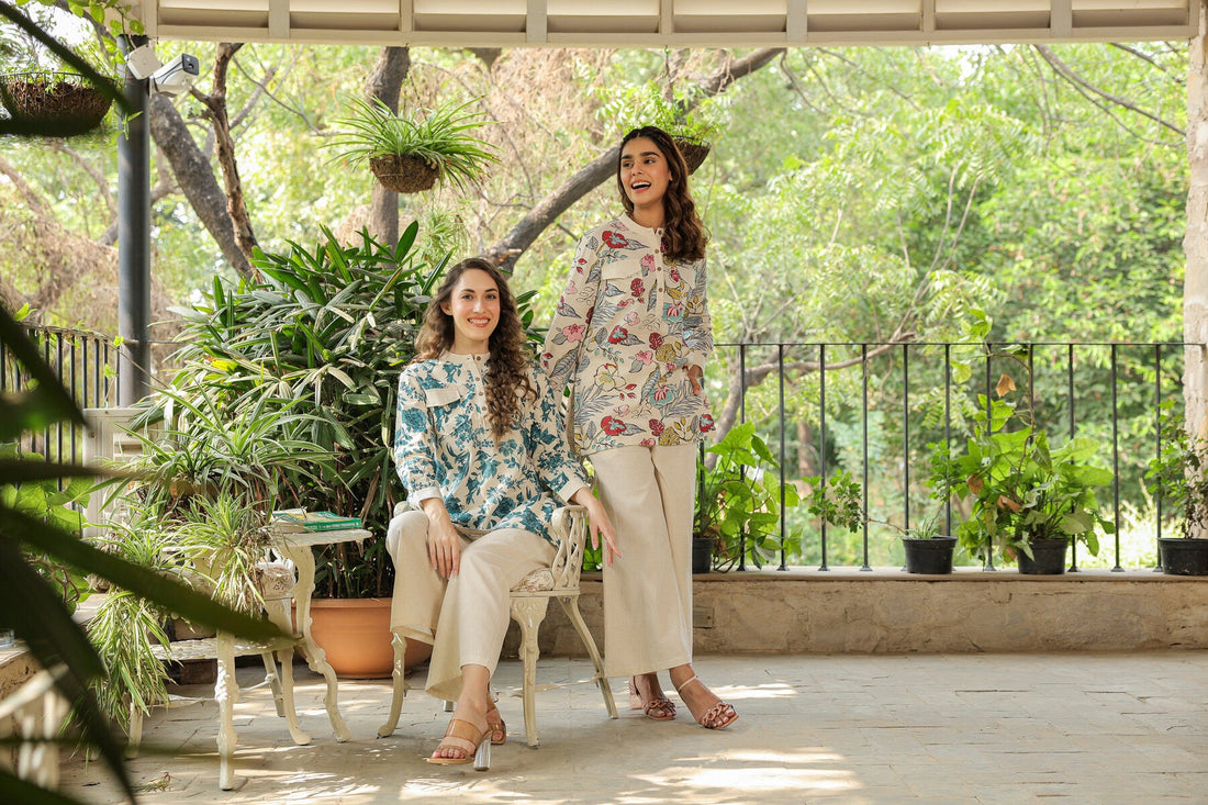 Opulent Ecru Cotton Flex Co-ord Set