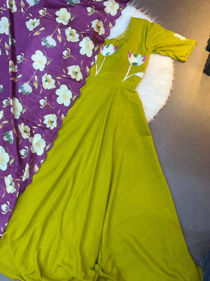 Party Desginer Paint Maggam Cafe Gowns