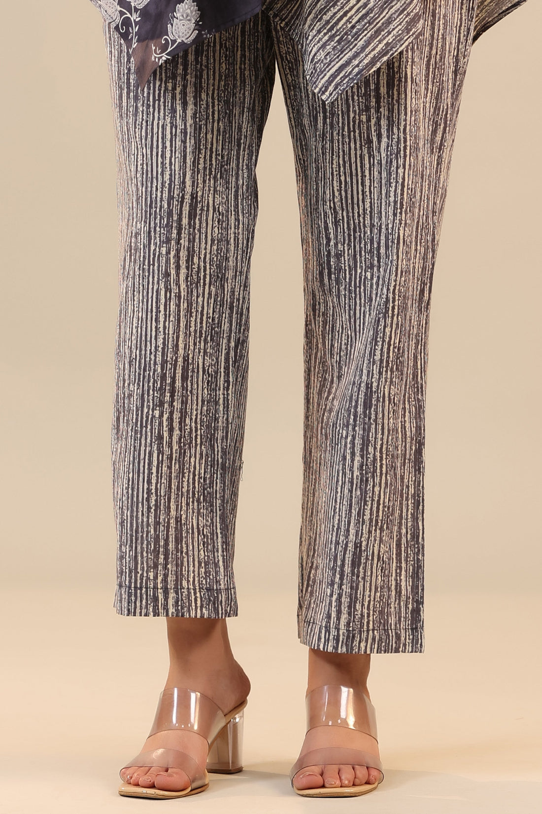 Grey Batik with Stripes on Knot Cotton Co-ord Set