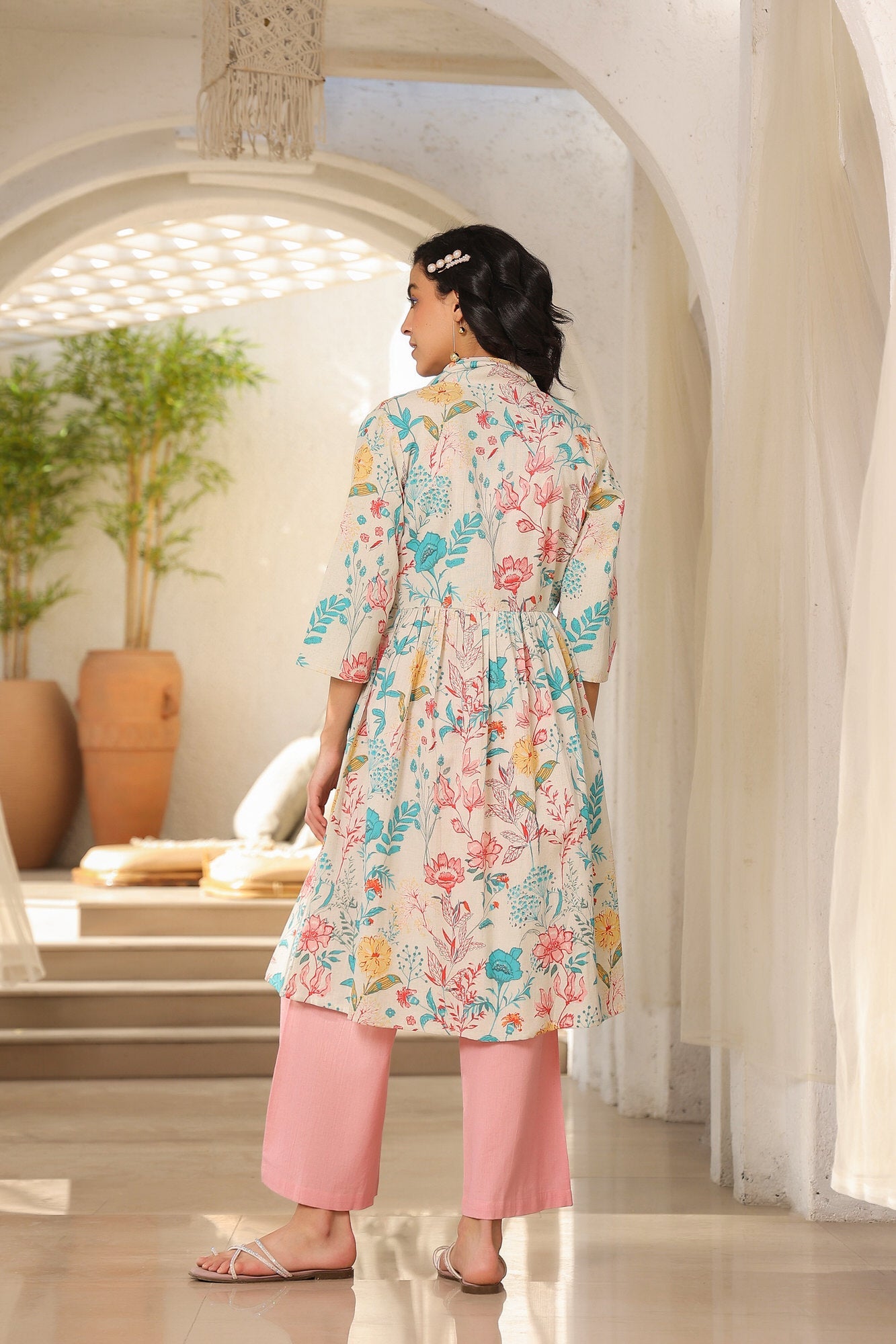 Sea Pink Three Piece Cotton Flex Co-ord Set