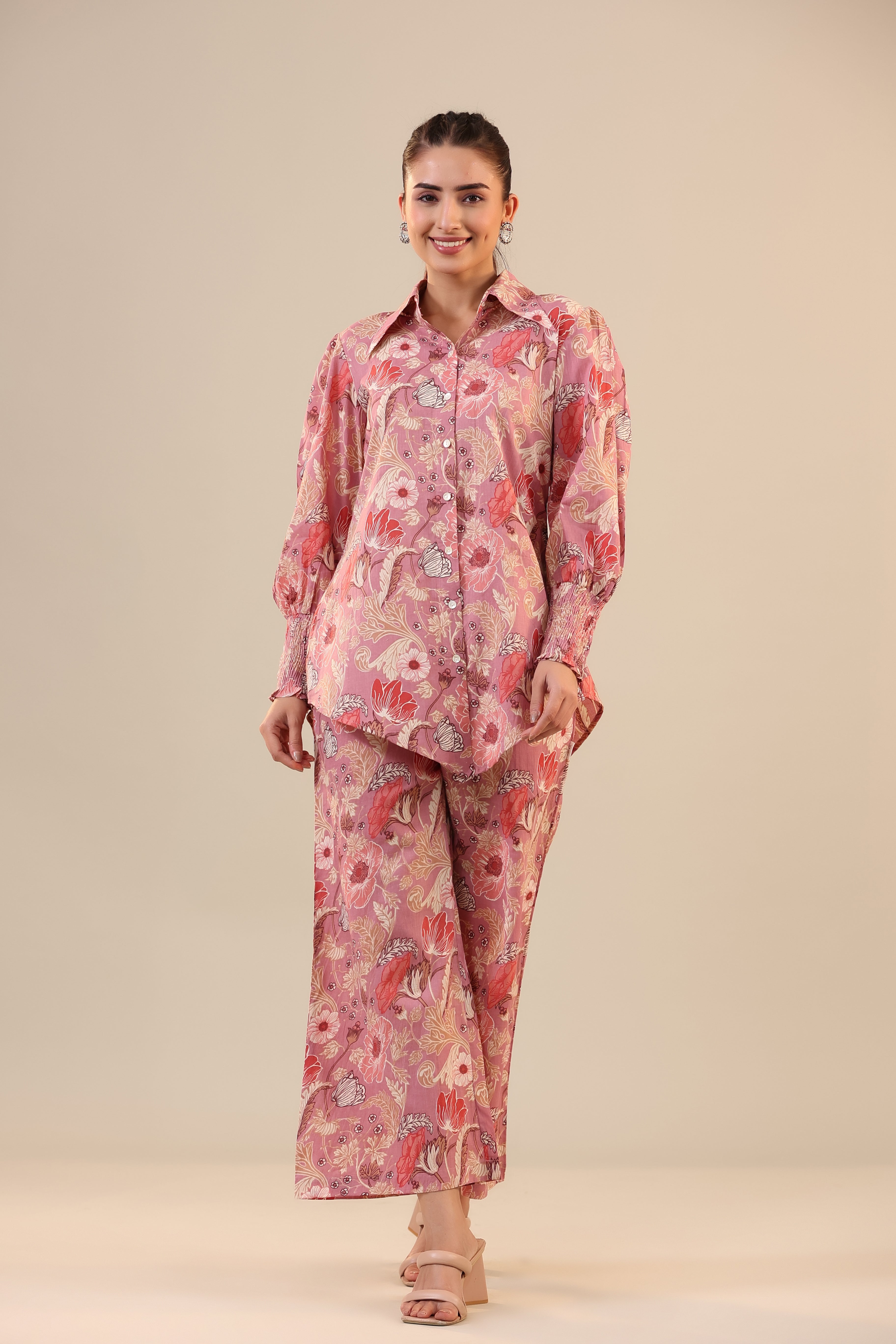 Lilac Cotton Collared Cotton Co-ord Set