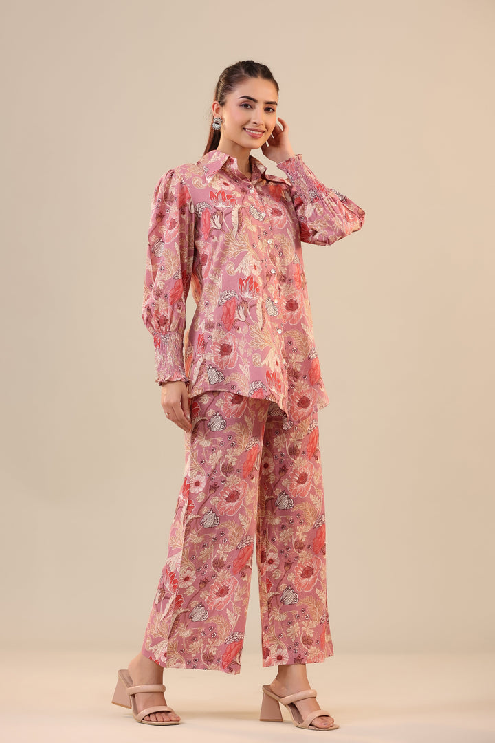 Lilac Cotton Collared Cotton Co-ord Set