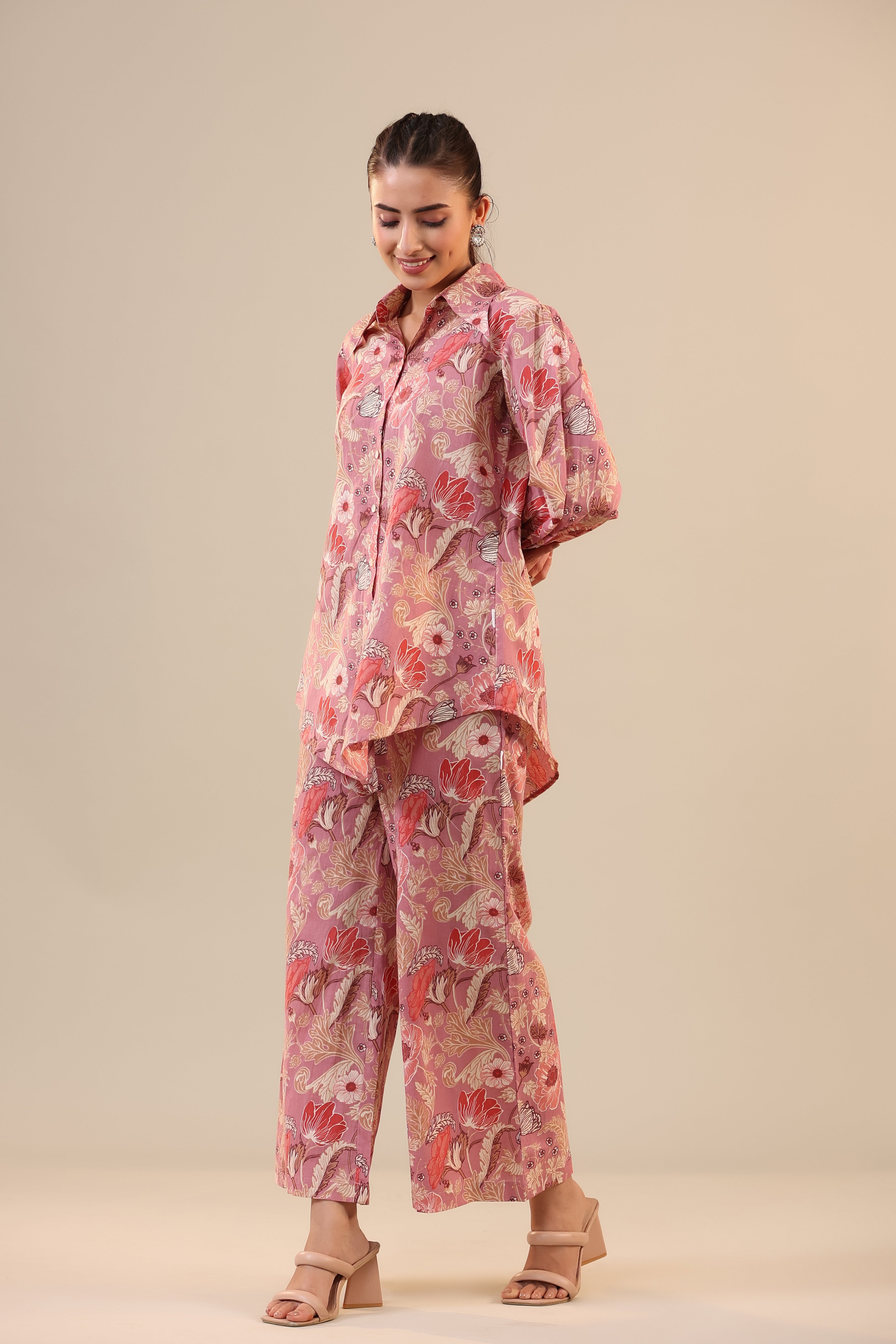 Lilac Cotton Collared Cotton Co-ord Set