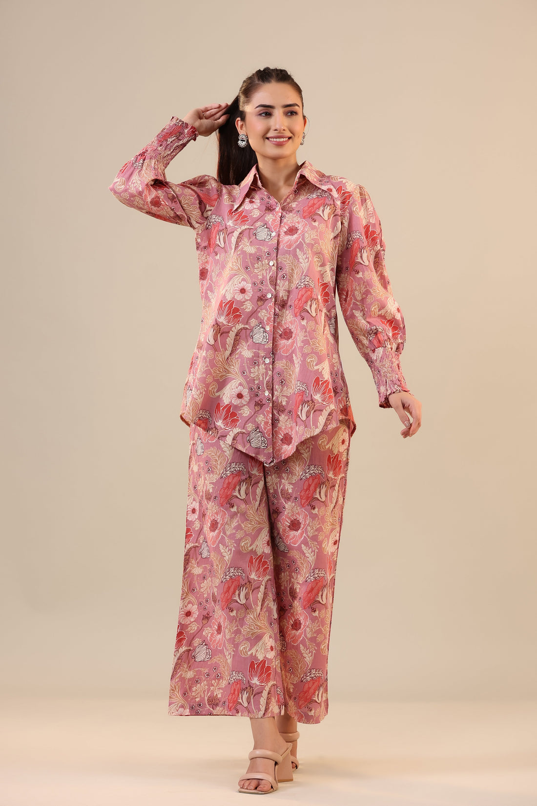 Lilac Cotton Collared Cotton Co-ord Set