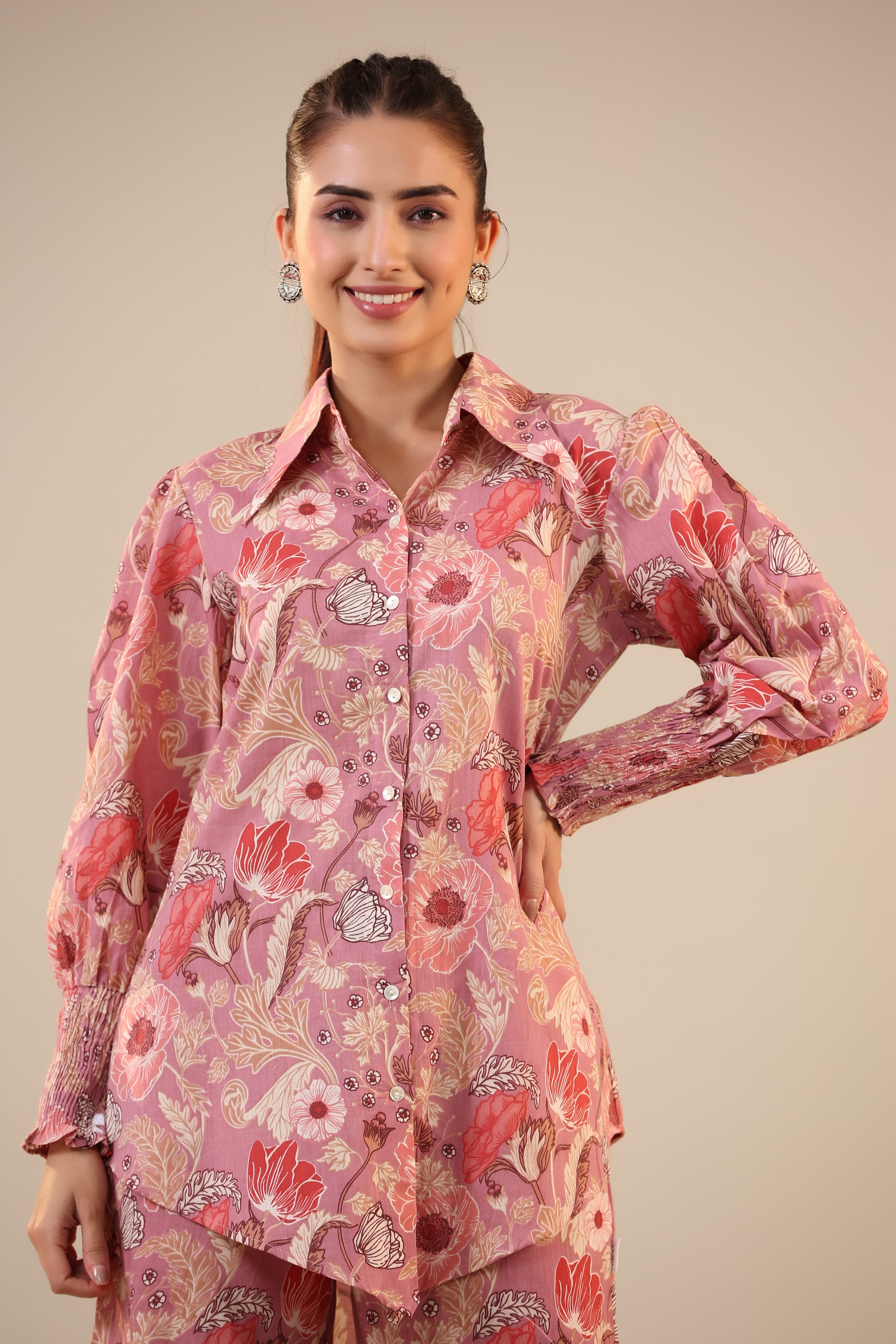 Lilac Cotton Collared Cotton Co-ord Set