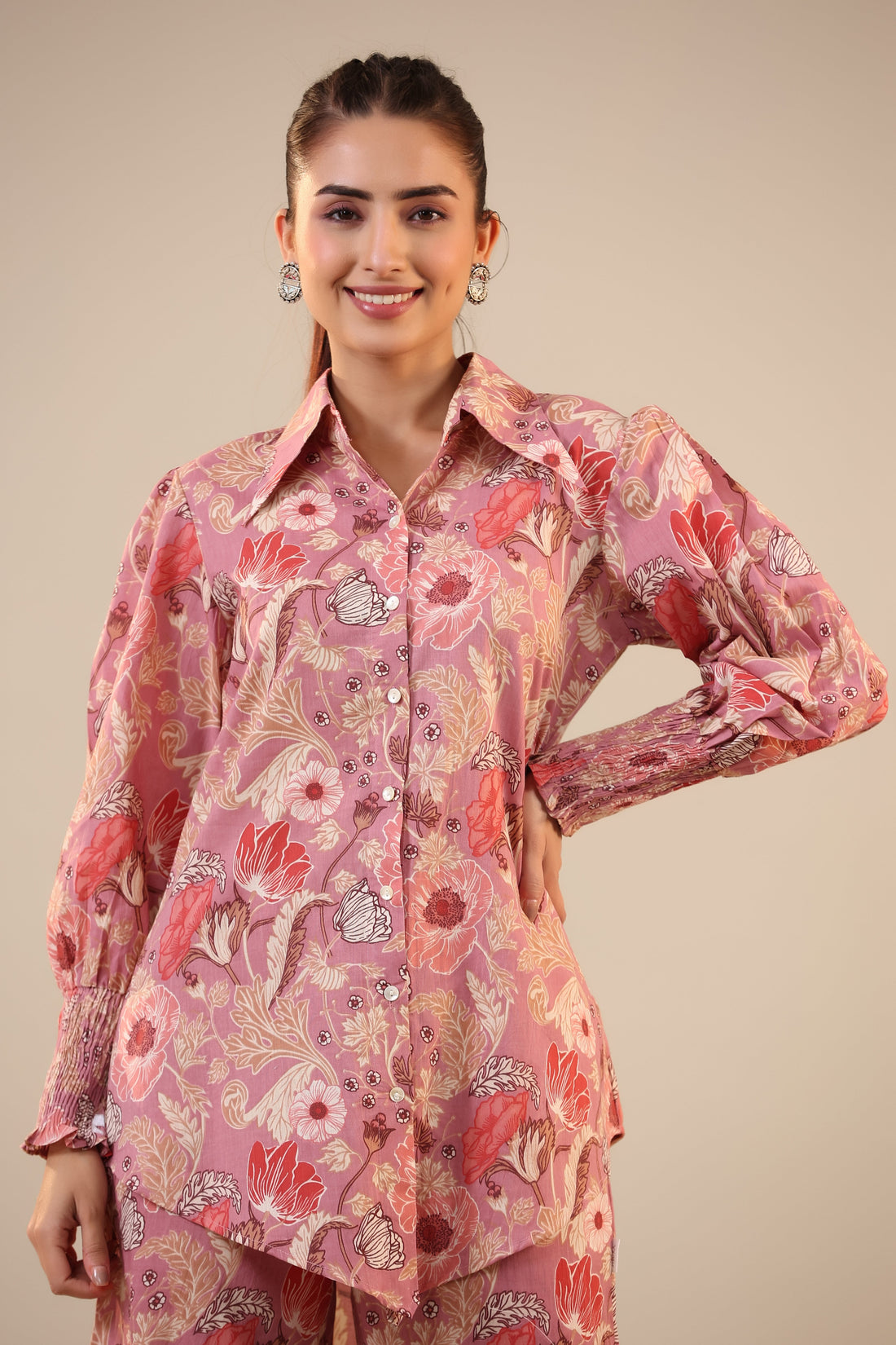 Lilac Cotton Collared Cotton Co-ord Set