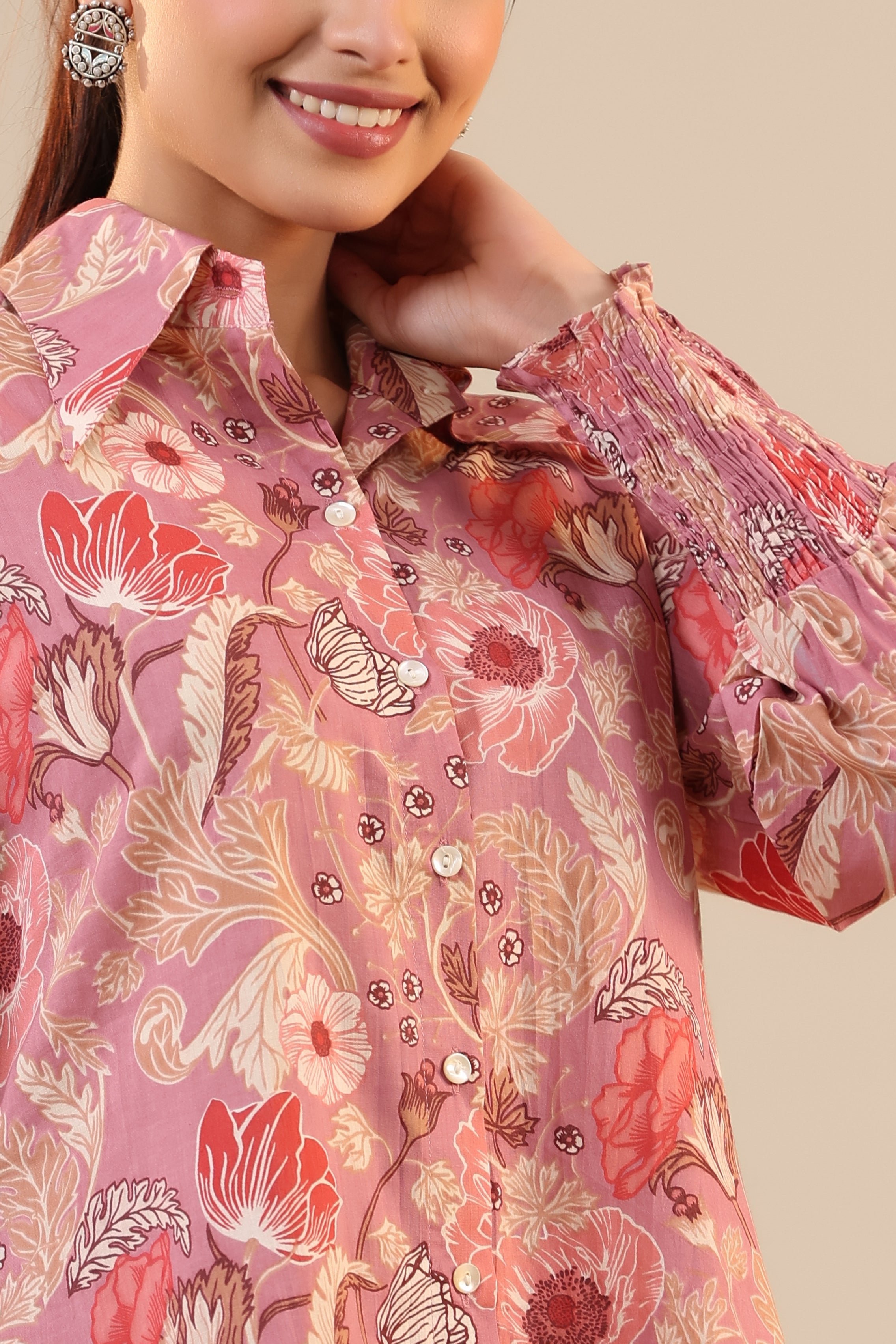 Lilac Cotton Collared Cotton Co-ord Set