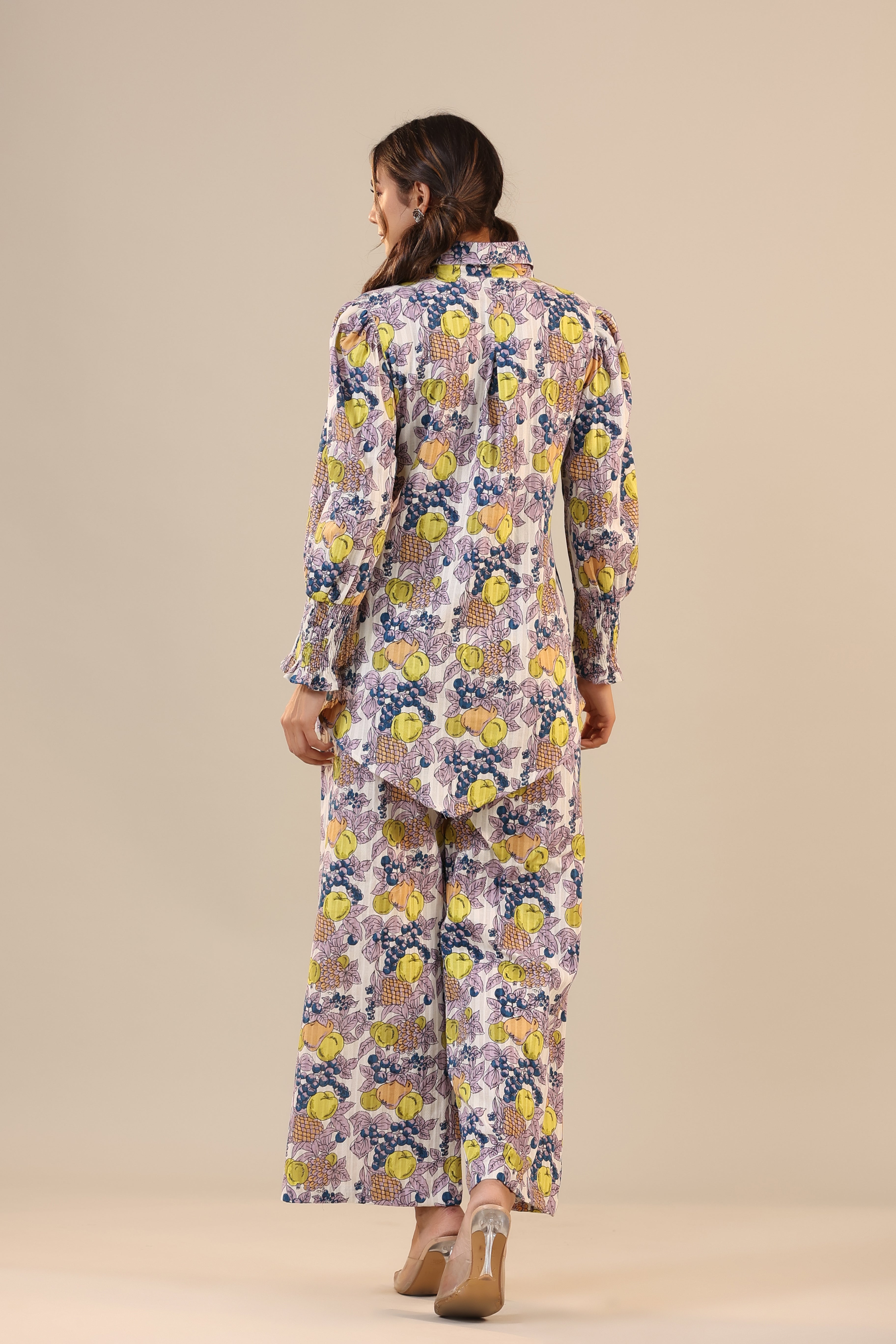 Lemon Pansy Cotton Collared Co-ord Set