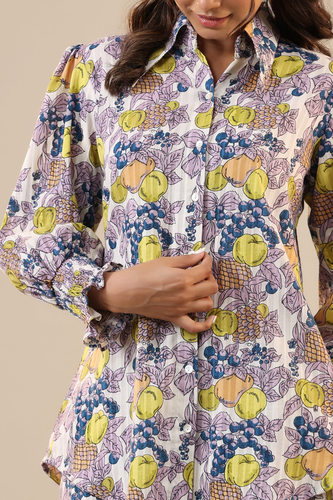 Lemon Pansy Cotton Collared Co-ord Set