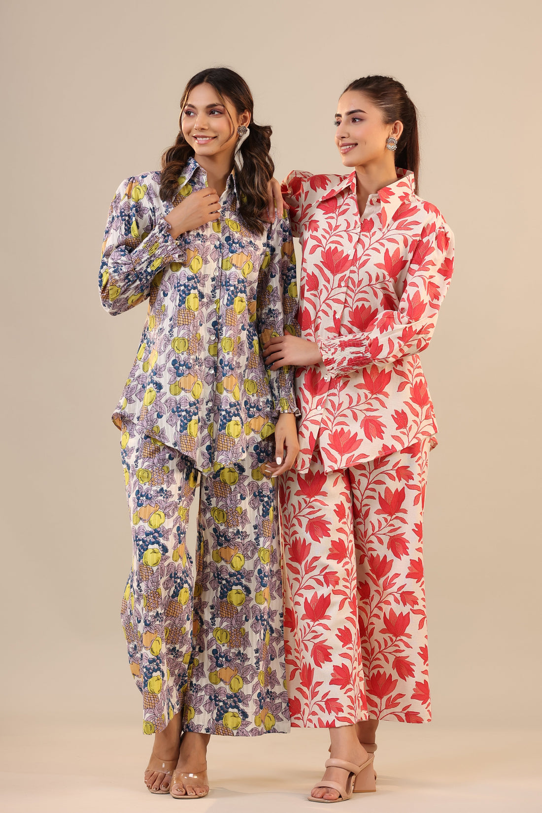 Daffodil Jaal on Off white Cotton Flex Collared Co-ord Set