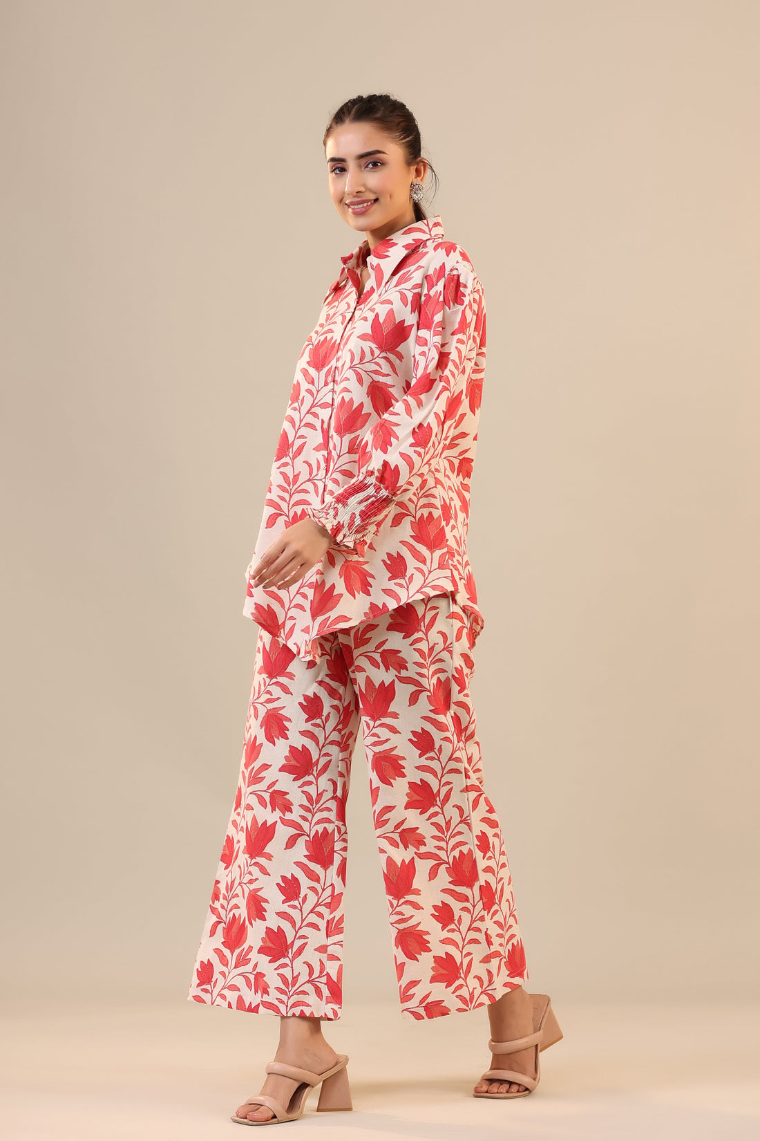 Daffodil Jaal on Off white Cotton Flex Collared Co-ord Set