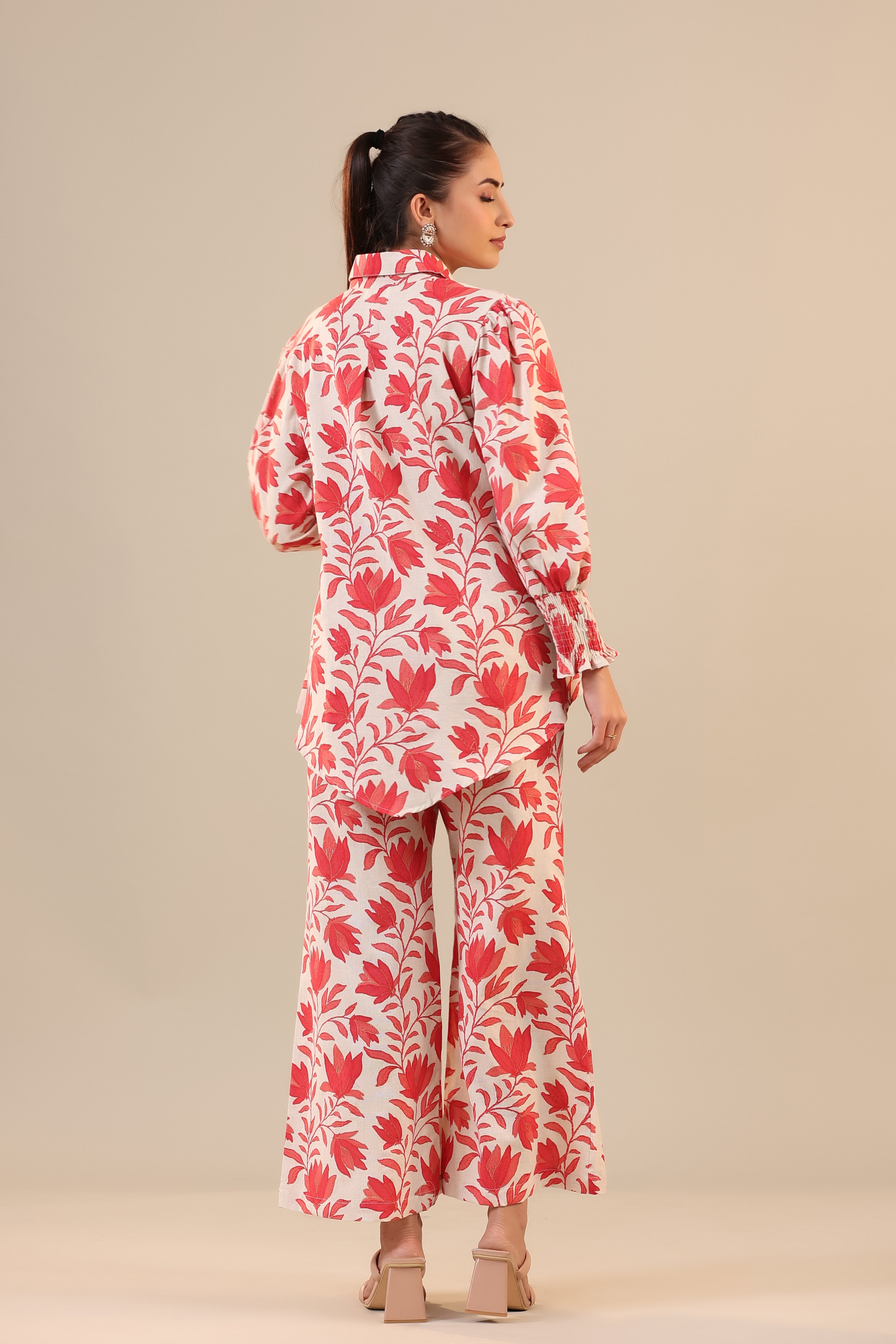 Daffodil Jaal on Off white Cotton Flex Collared Co-ord Set