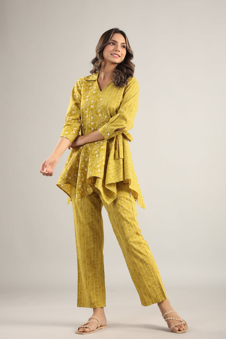 Dainty Florals with Arrows on Yellow Cotton Co-ord Set