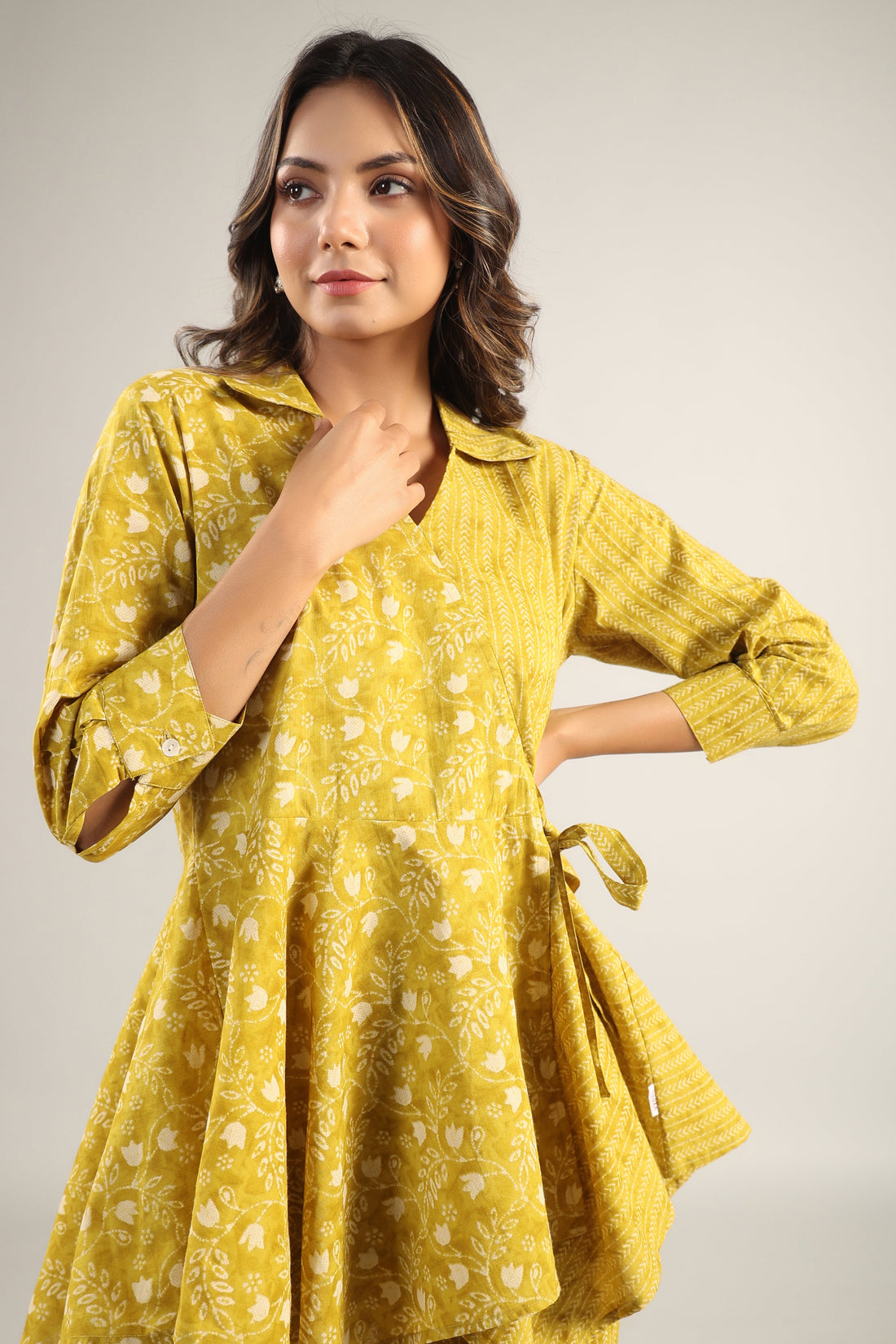 Dainty Florals with Arrows on Yellow Cotton Co-ord Set