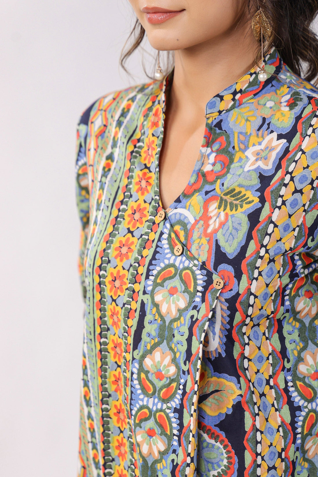 Traditional Paisley Motifs on Blue Cotton Co-ord Set