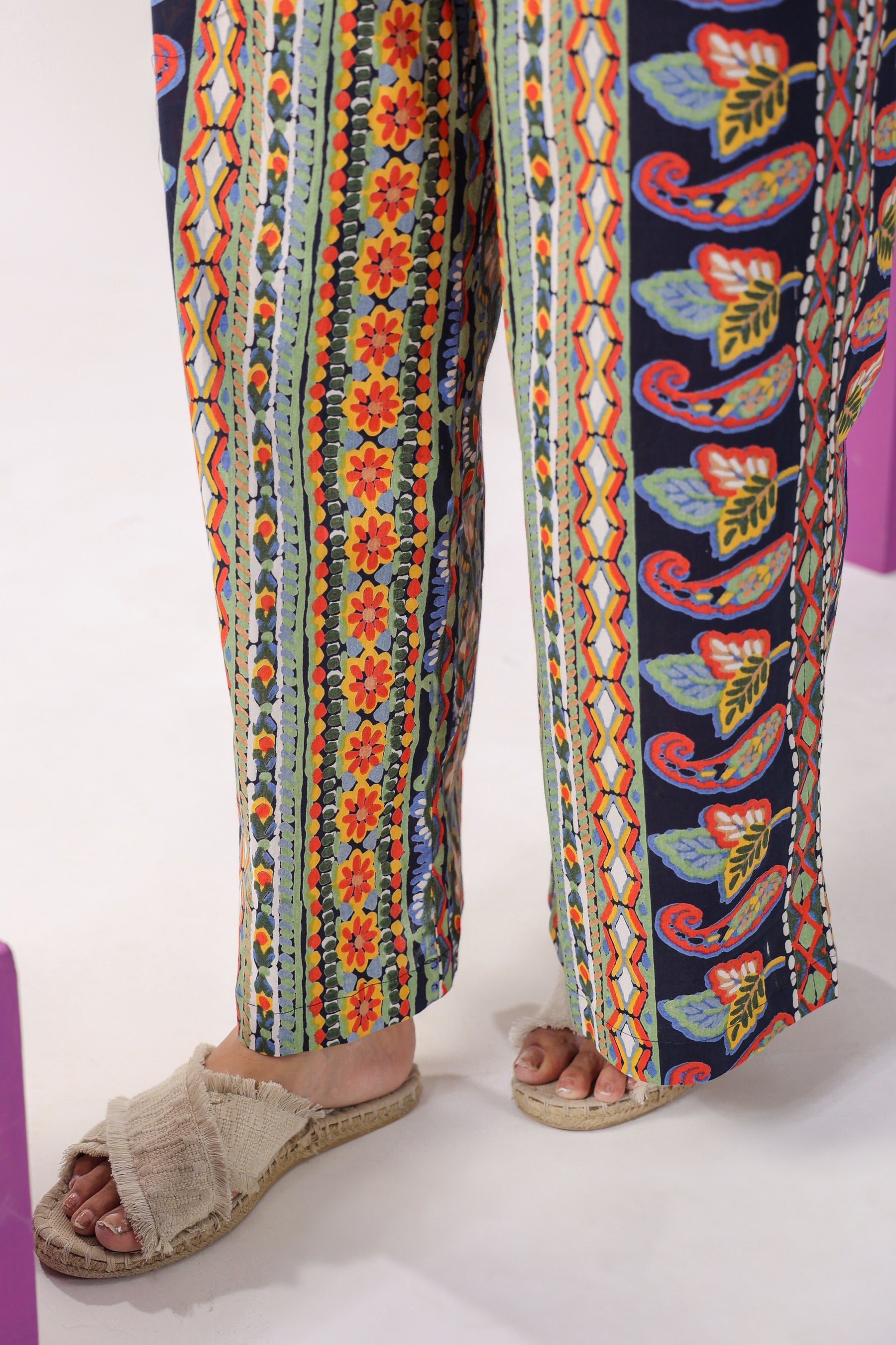 Traditional Paisley Motifs on Blue Cotton Co-ord Set