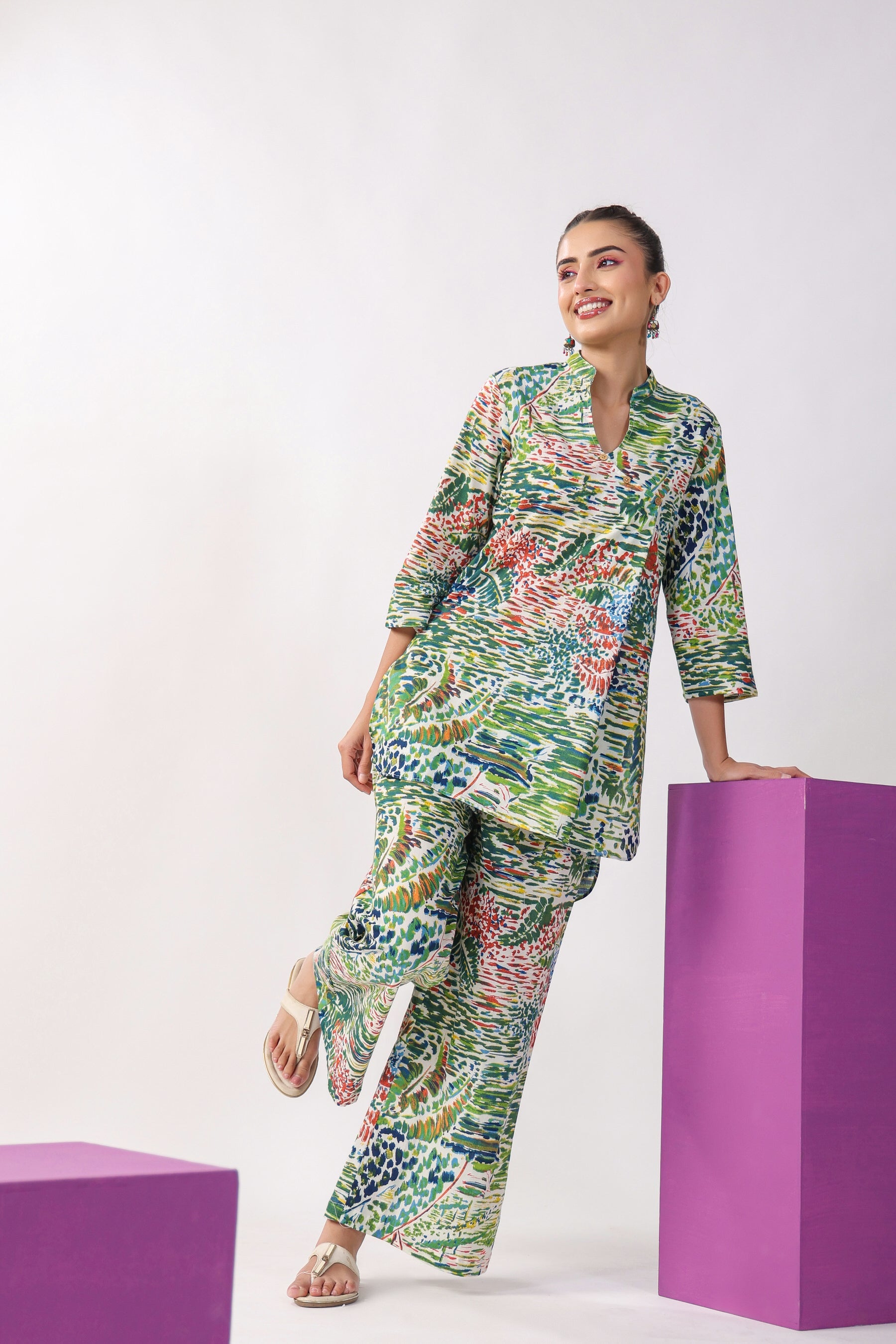 Paint Strokes on Cotton Co-ord Set