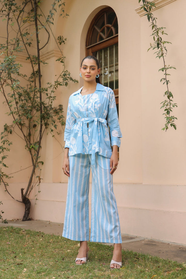 Sky & Stripes Cotton Co-ord Set