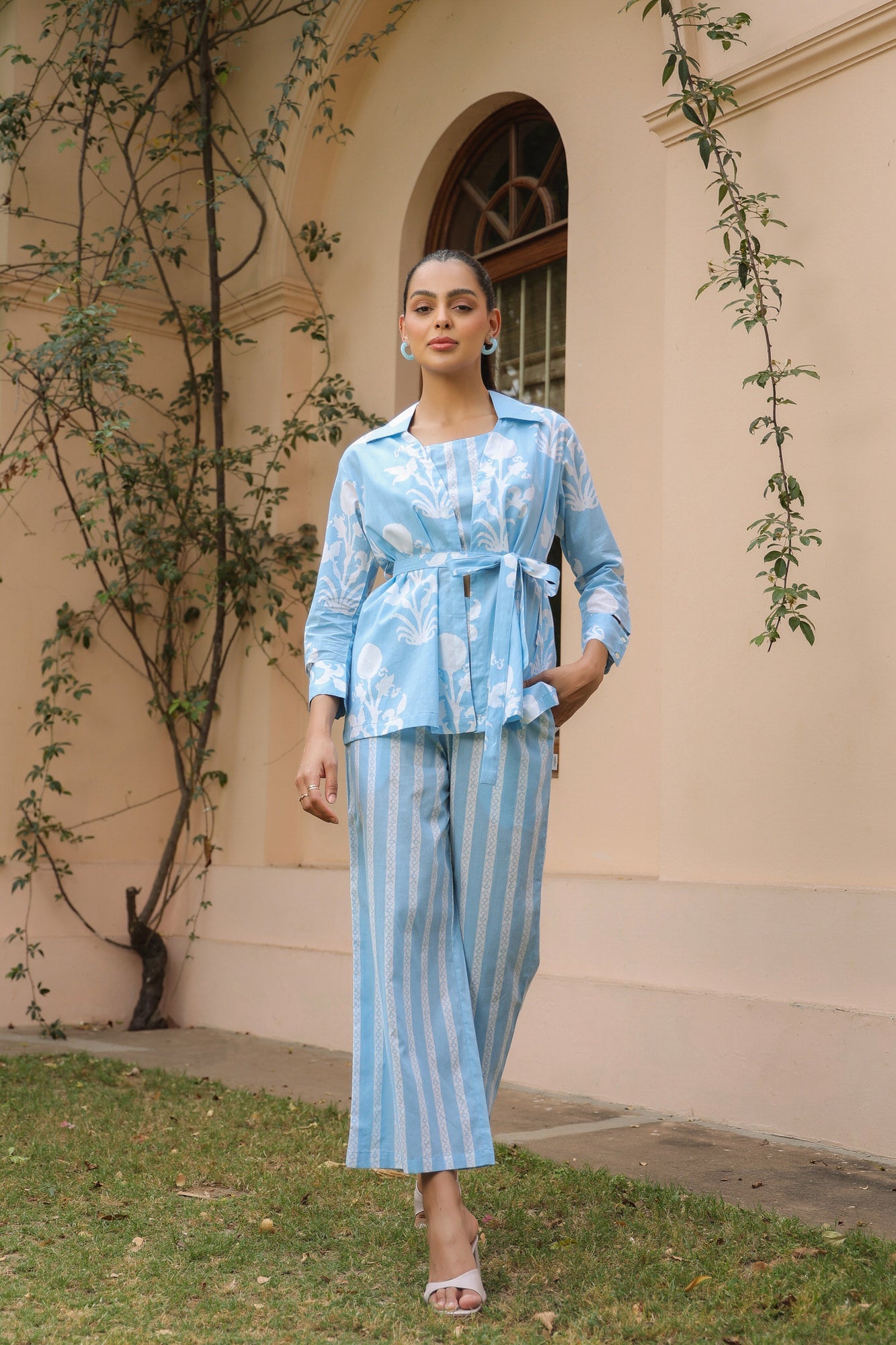 Sky & Stripes Cotton Co-ord Set