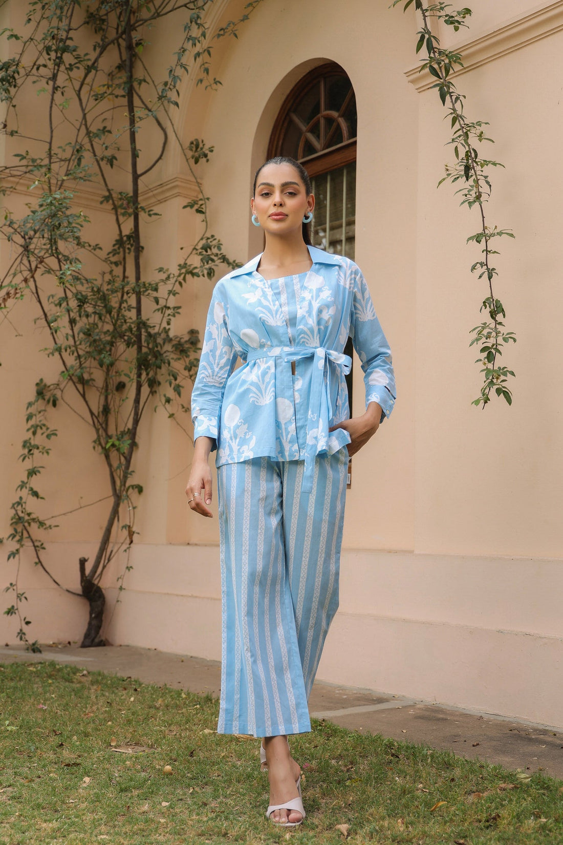 Sky & Stripes Cotton Co-ord Set