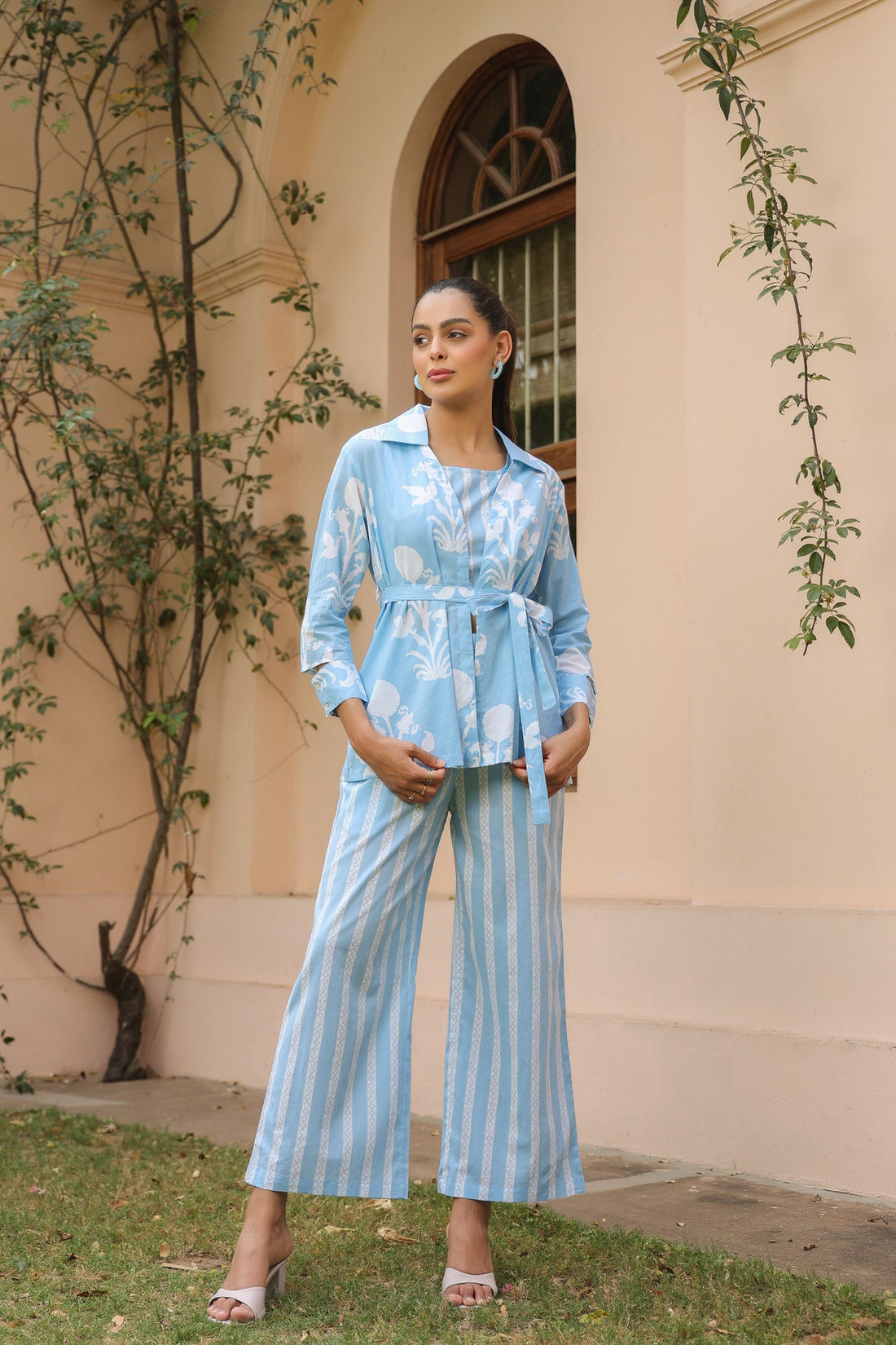 Sky & Stripes Cotton Co-ord Set