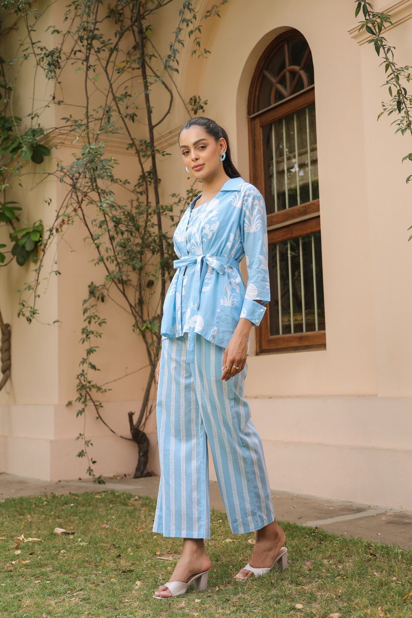 Sky & Stripes Cotton Co-ord Set