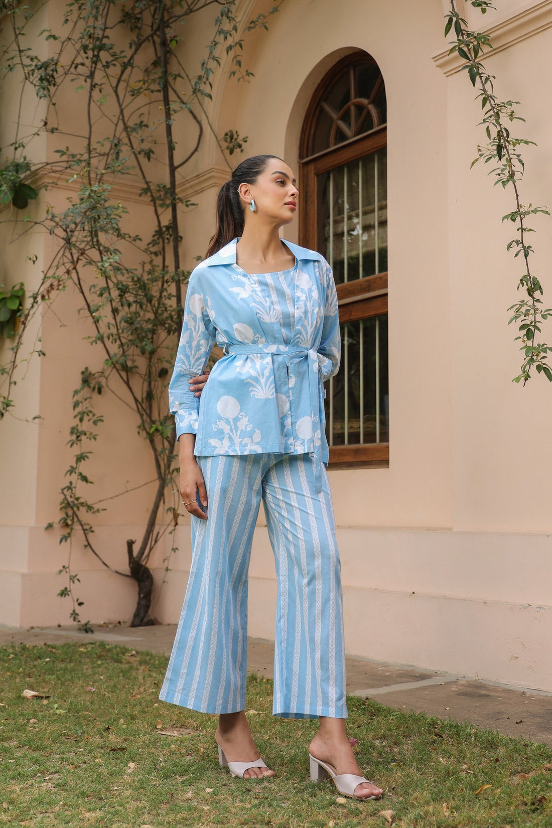 Sky & Stripes Cotton Co-ord Set