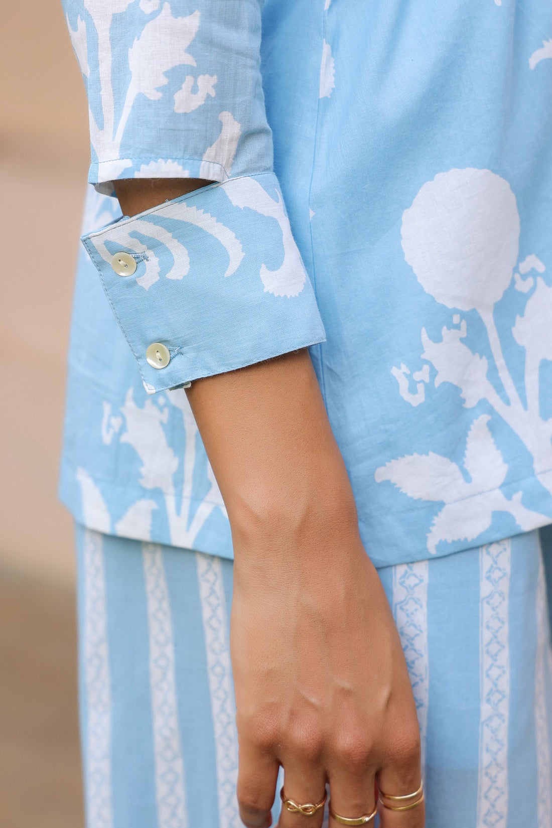 Sky & Stripes Cotton Co-ord Set