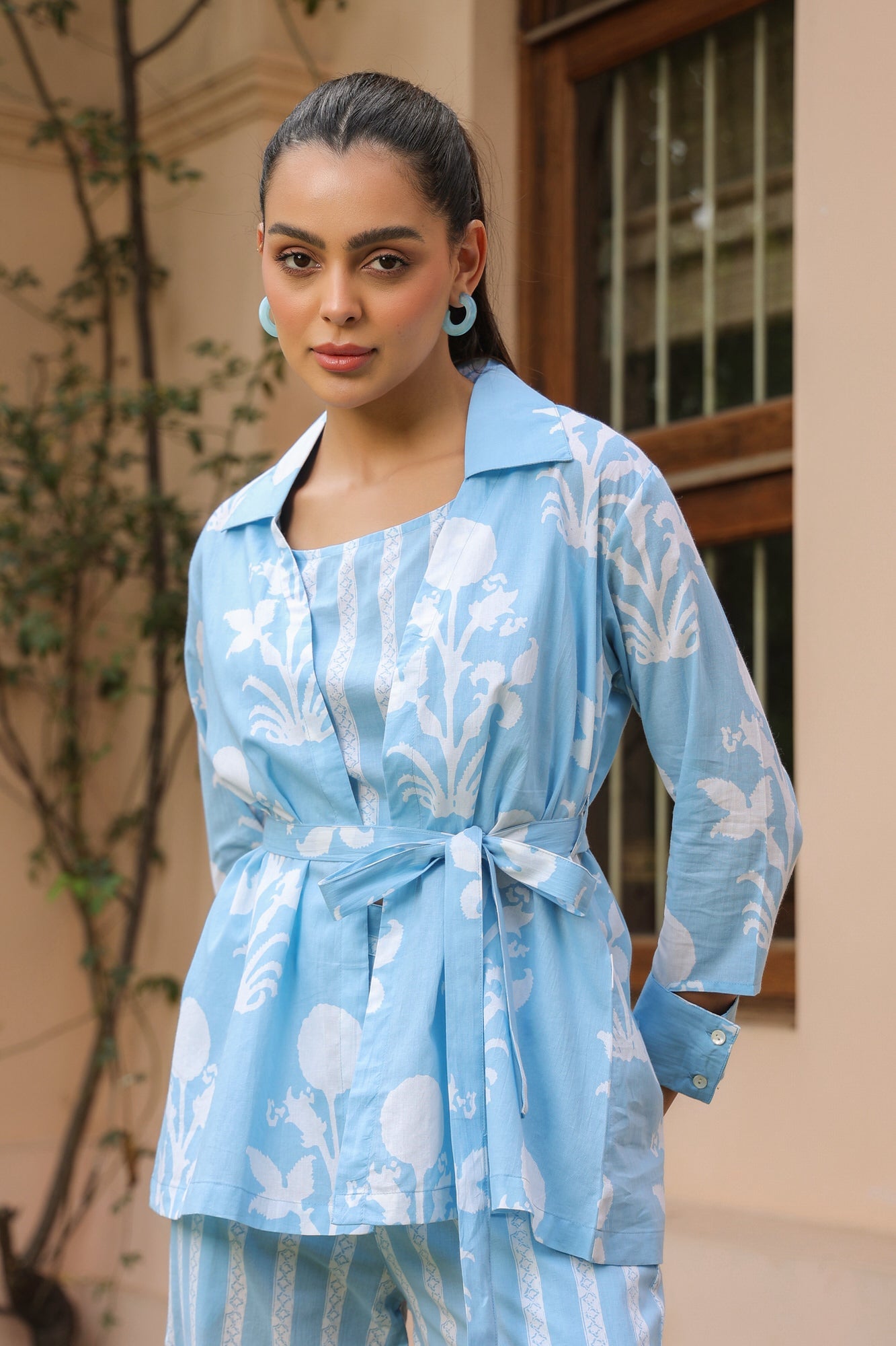 Sky & Stripes Cotton Co-ord Set