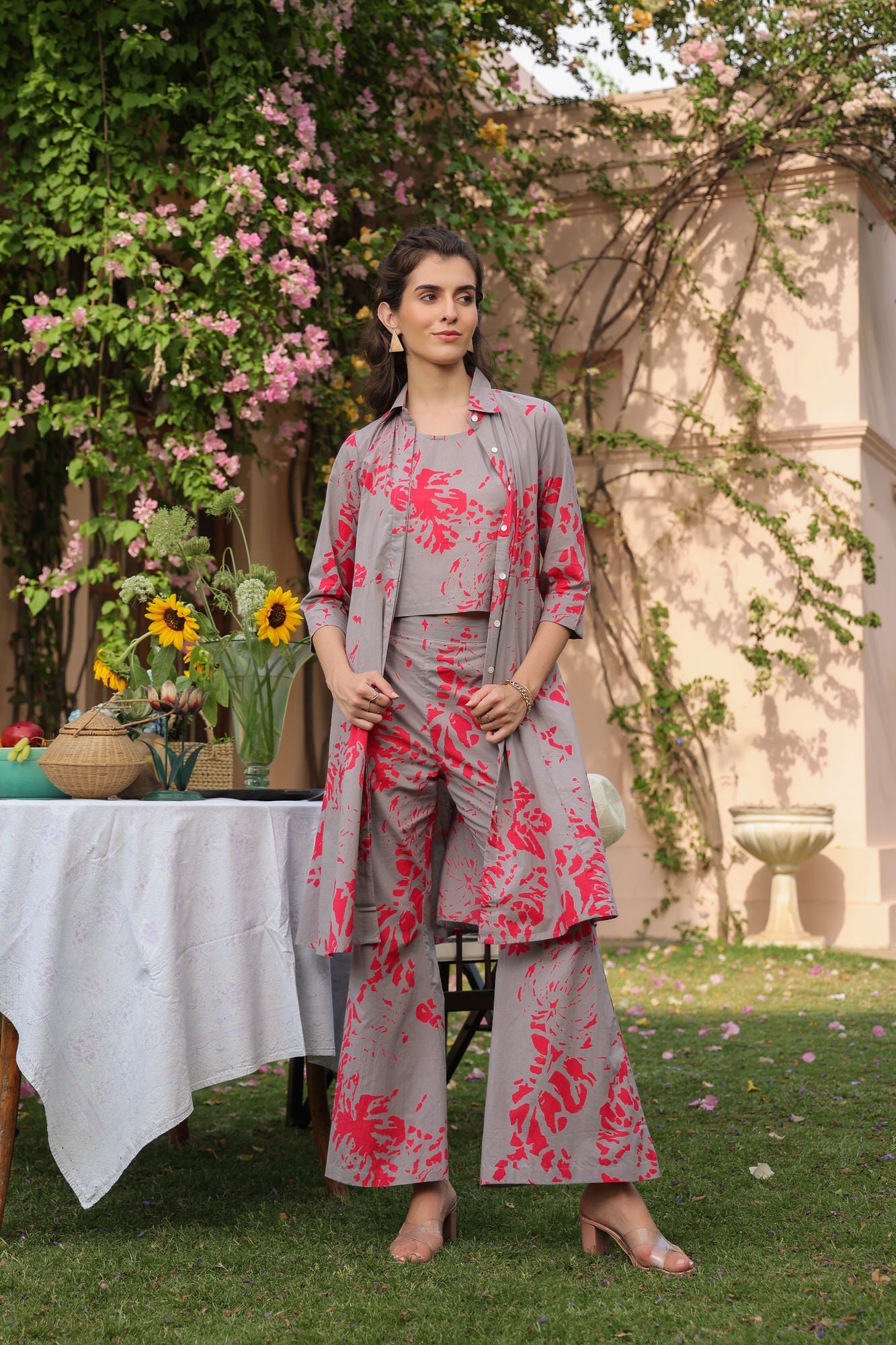 Fuchsia Fog Cotton Three Piece Co-ord Set