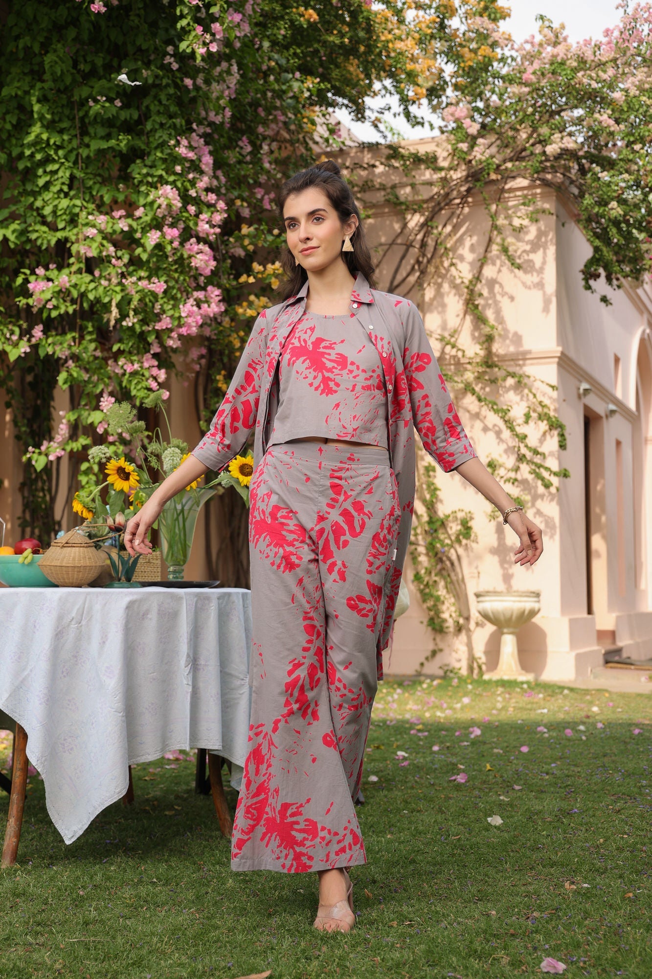 Fuchsia Fog Cotton Three Piece Co-ord Set