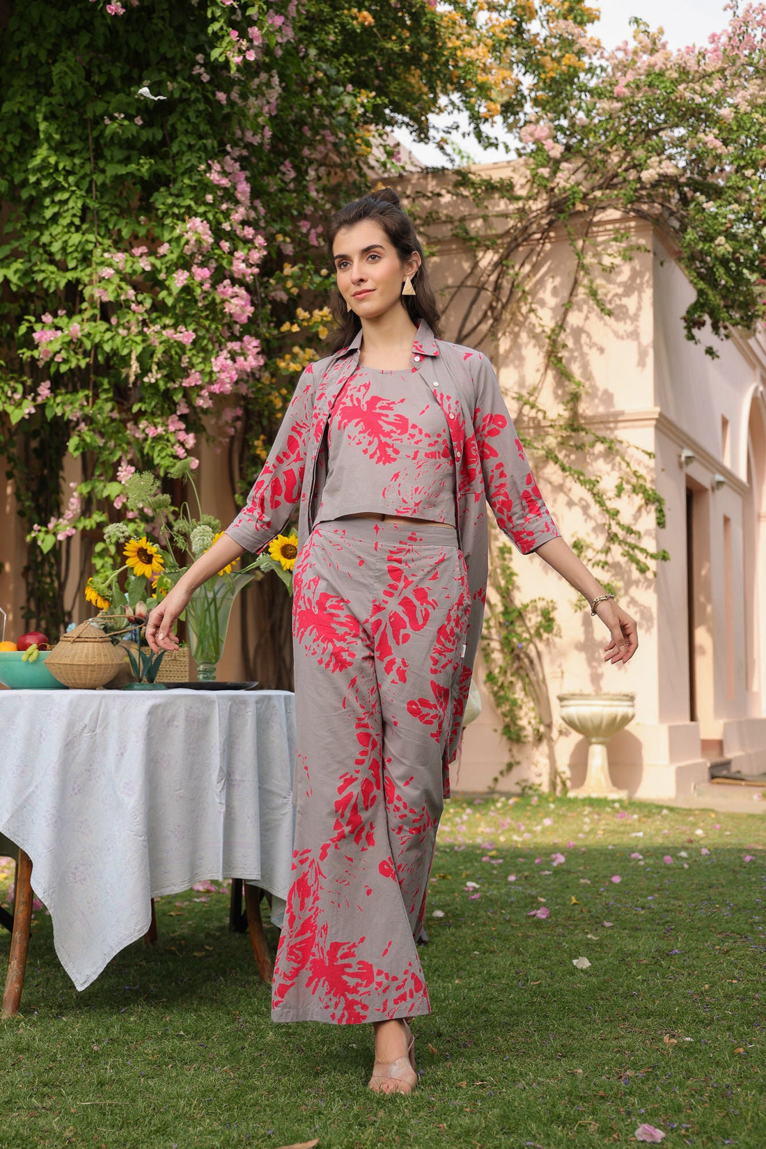 Fuchsia Fog Cotton Three Piece Co-ord Set