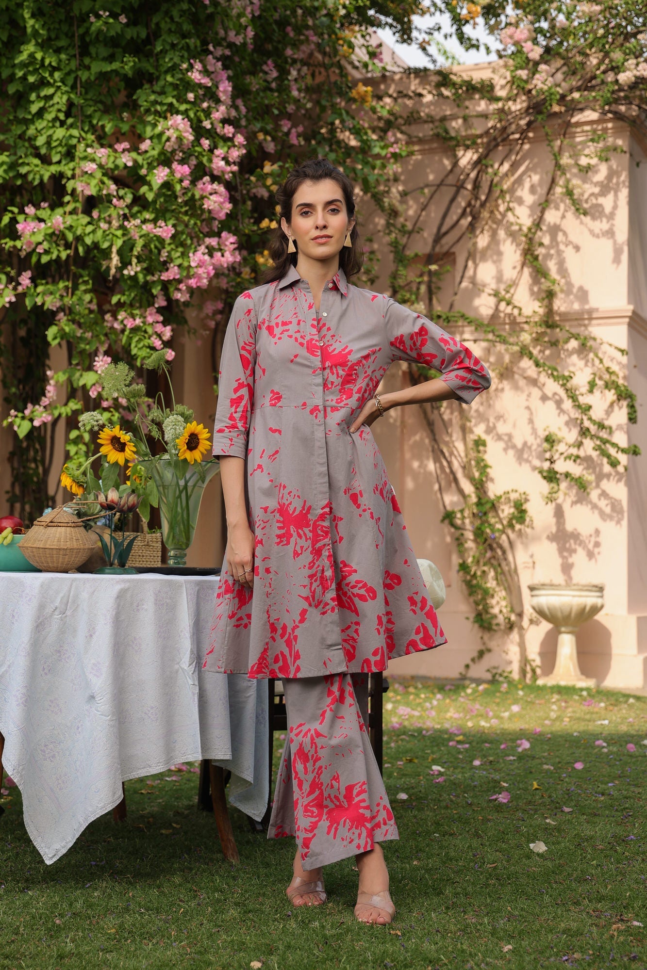 Fuchsia Fog Cotton Three Piece Co-ord Set