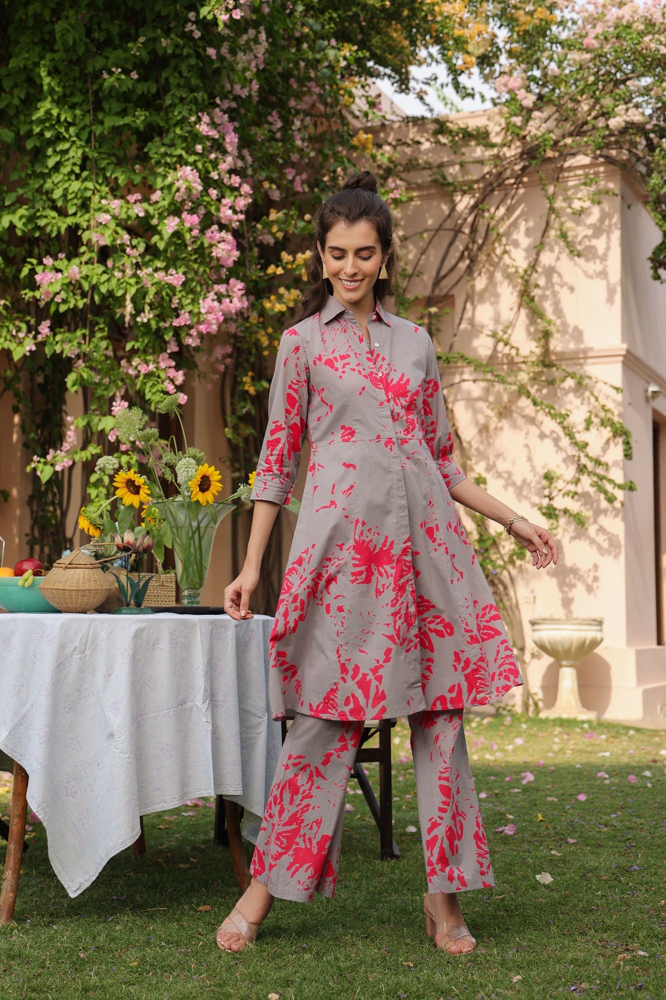 Fuchsia Fog Cotton Three Piece Co-ord Set