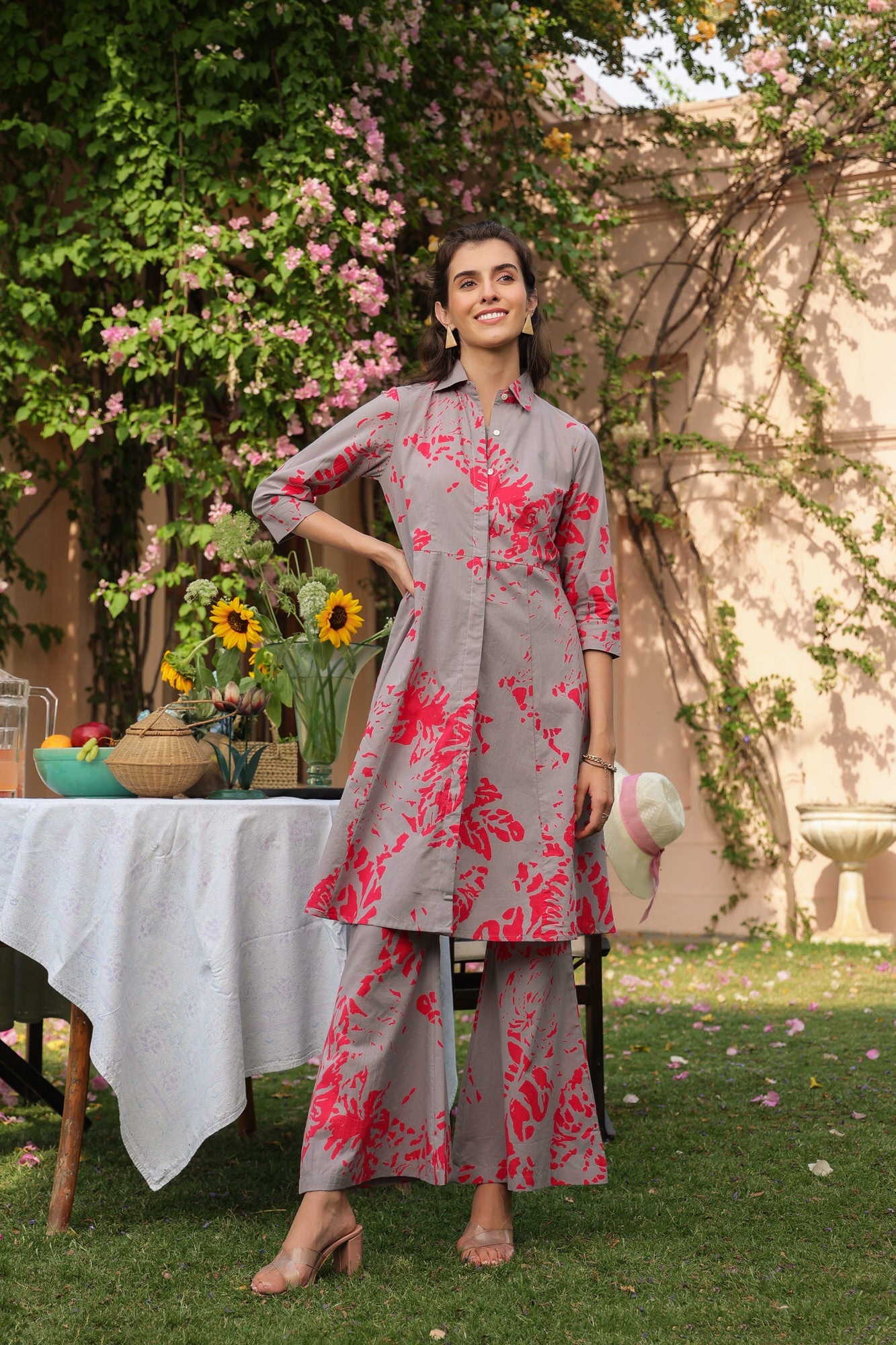 Fuchsia Fog Cotton Three Piece Co-ord Set