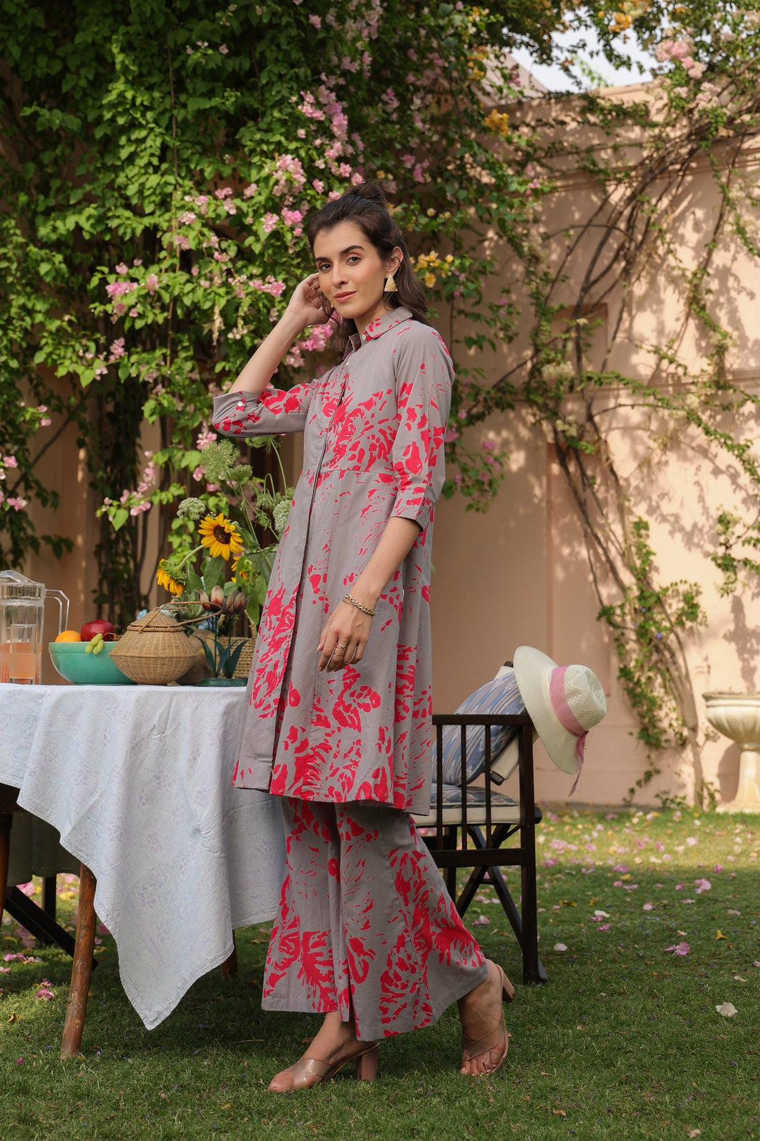 Fuchsia Fog Cotton Three Piece Co-ord Set