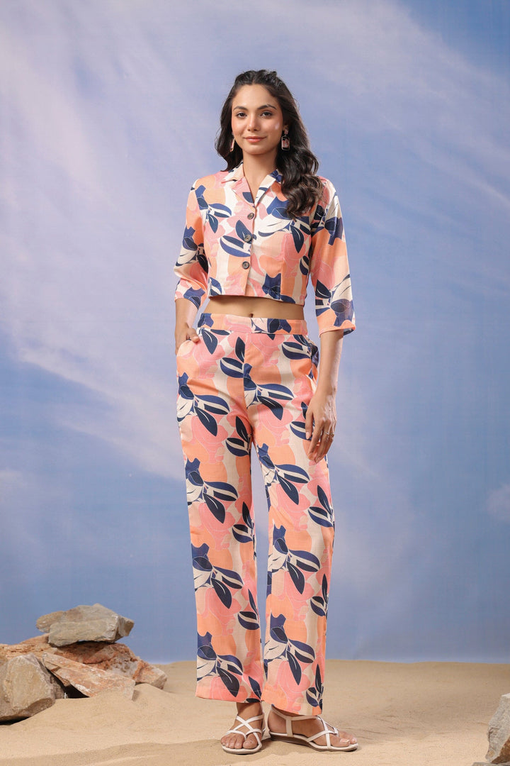 Coral Petal Harmony Cotton Co-ord Set