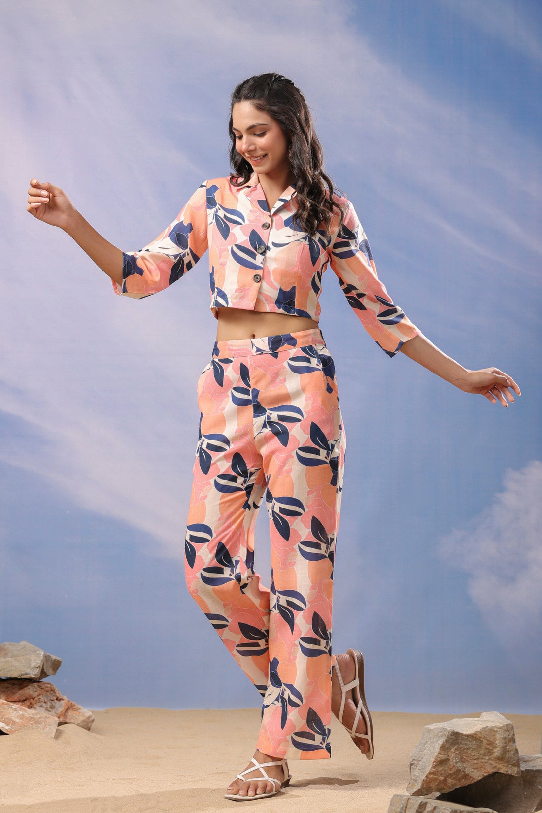 Coral Petal Harmony Cotton Co-ord Set