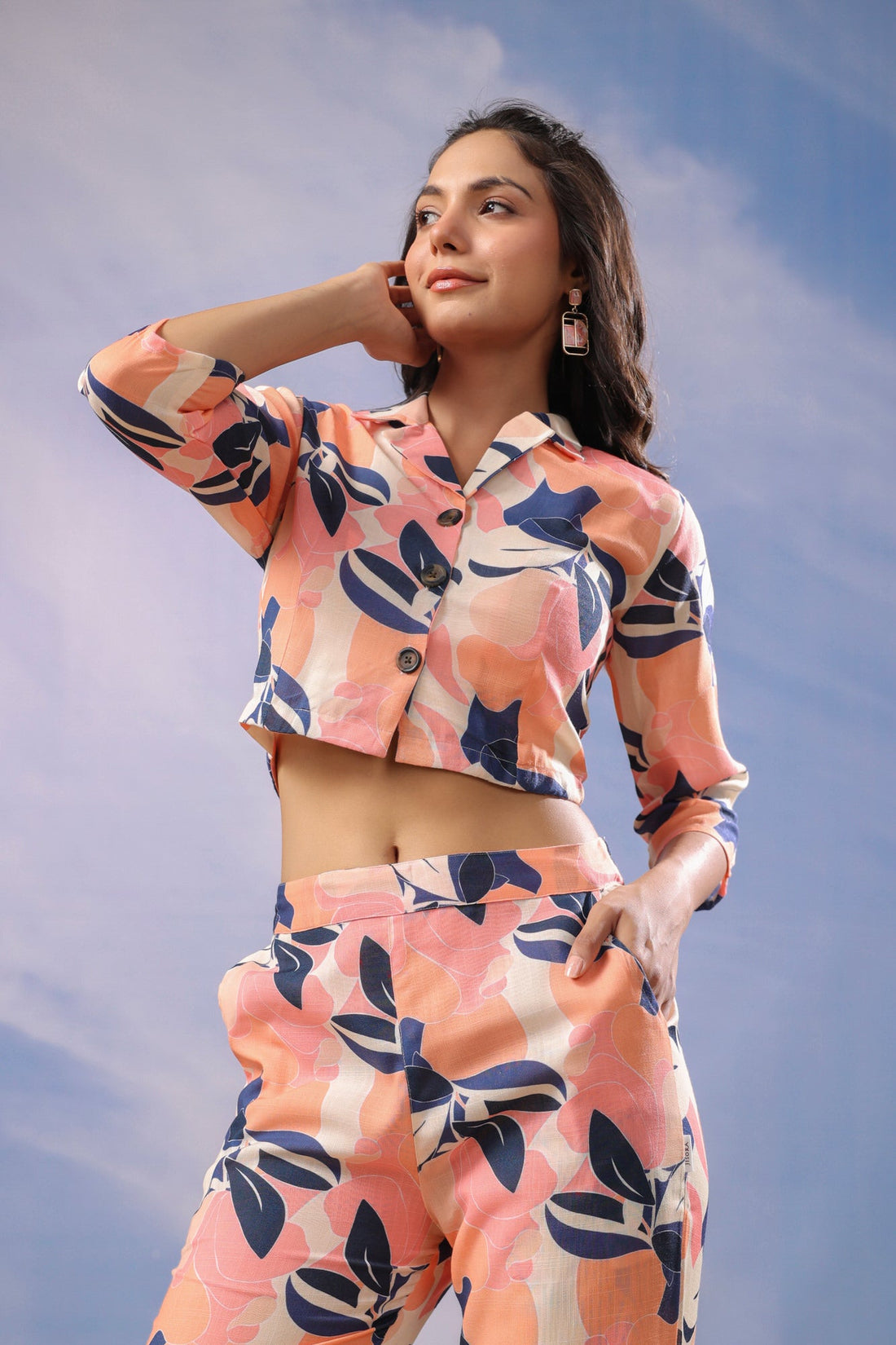 Coral Petal Harmony Cotton Co-ord Set