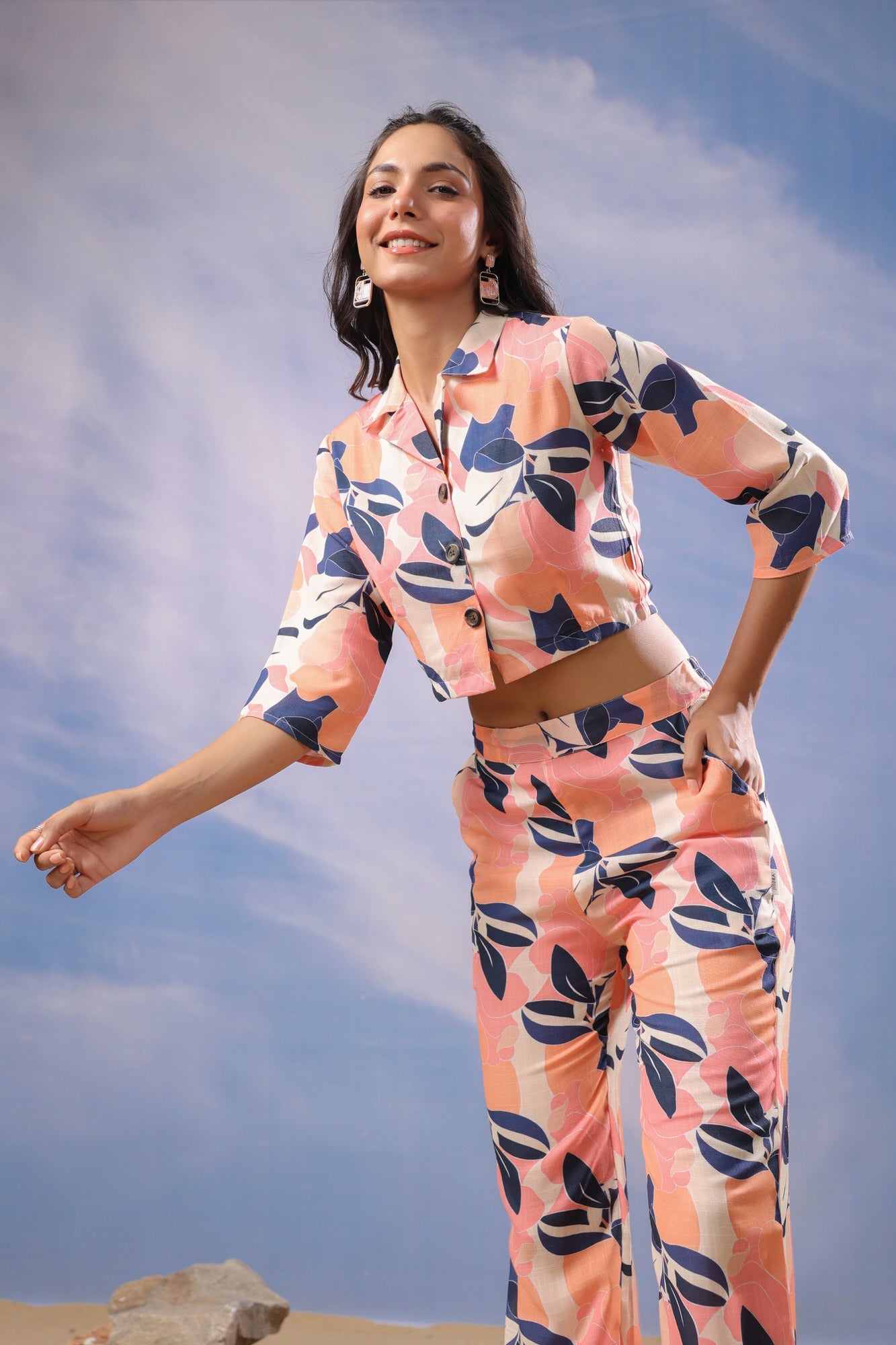 Coral Petal Harmony Cotton Co-ord Set