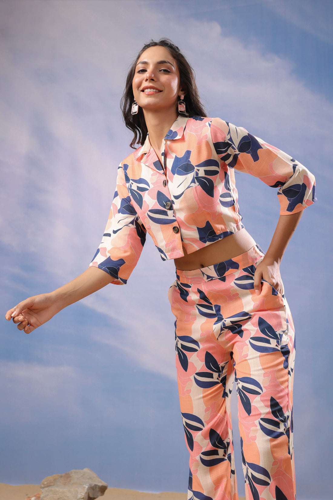 Coral Petal Harmony Cotton Co-ord Set