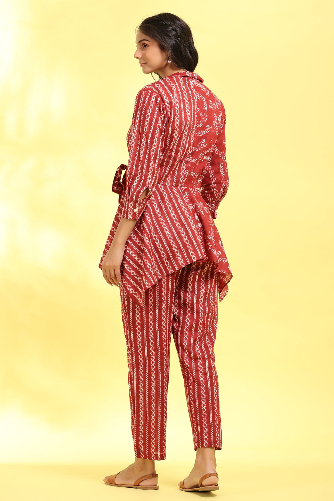 Floral Shibori on Maroon Cotton Co-ord Set