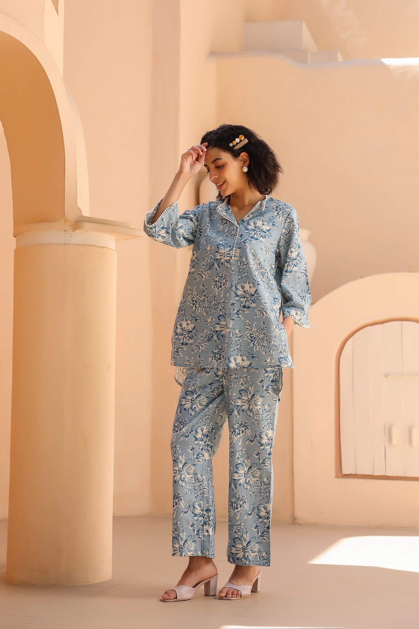 Cascade Blue Cotton Co-ord Set