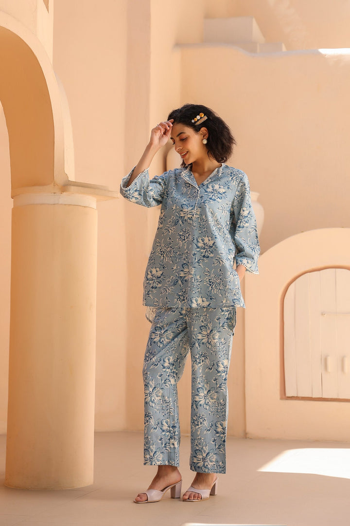 Cascade Blue Cotton Co-ord Set