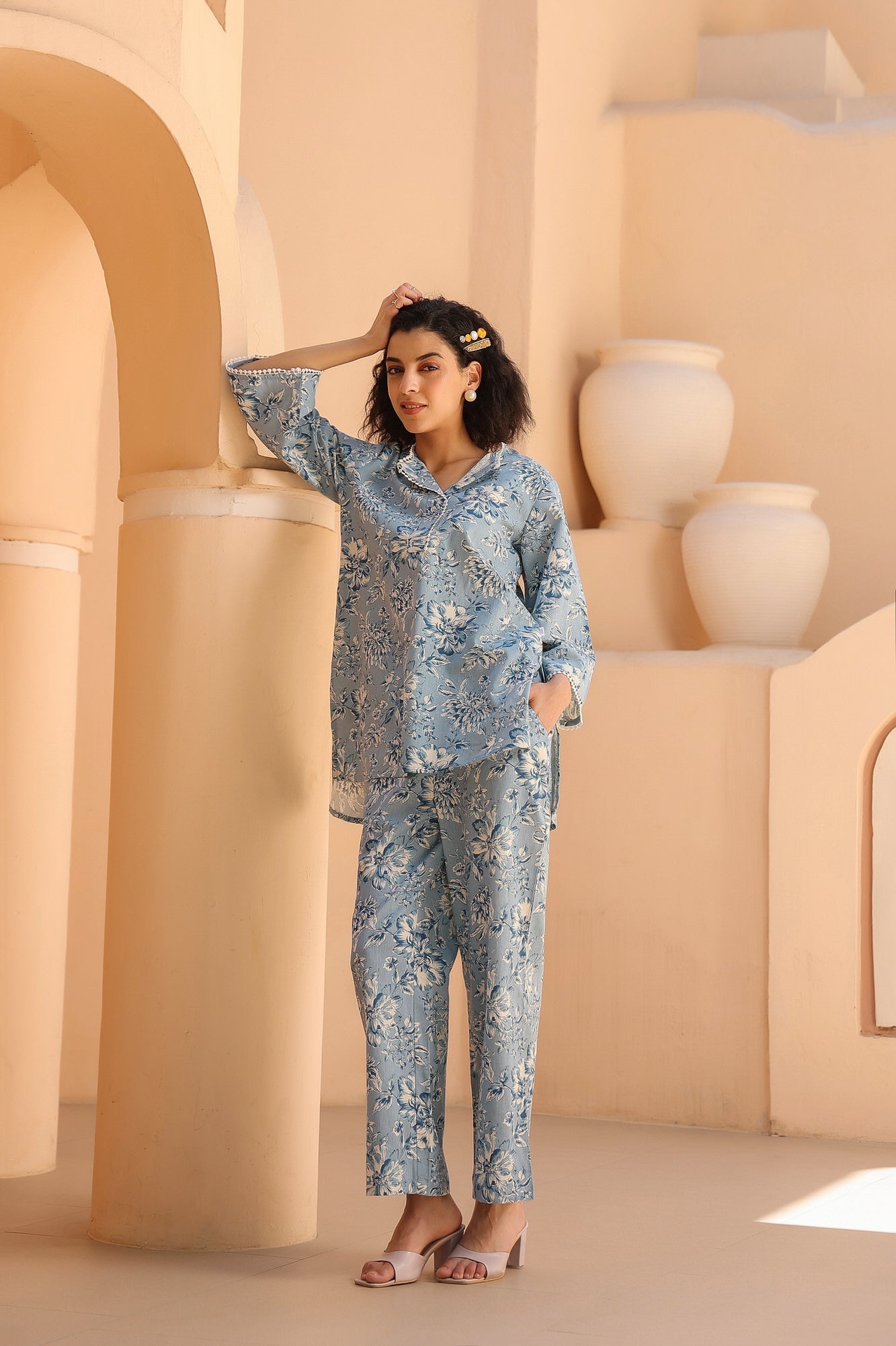 Cascade Blue Cotton Co-ord Set