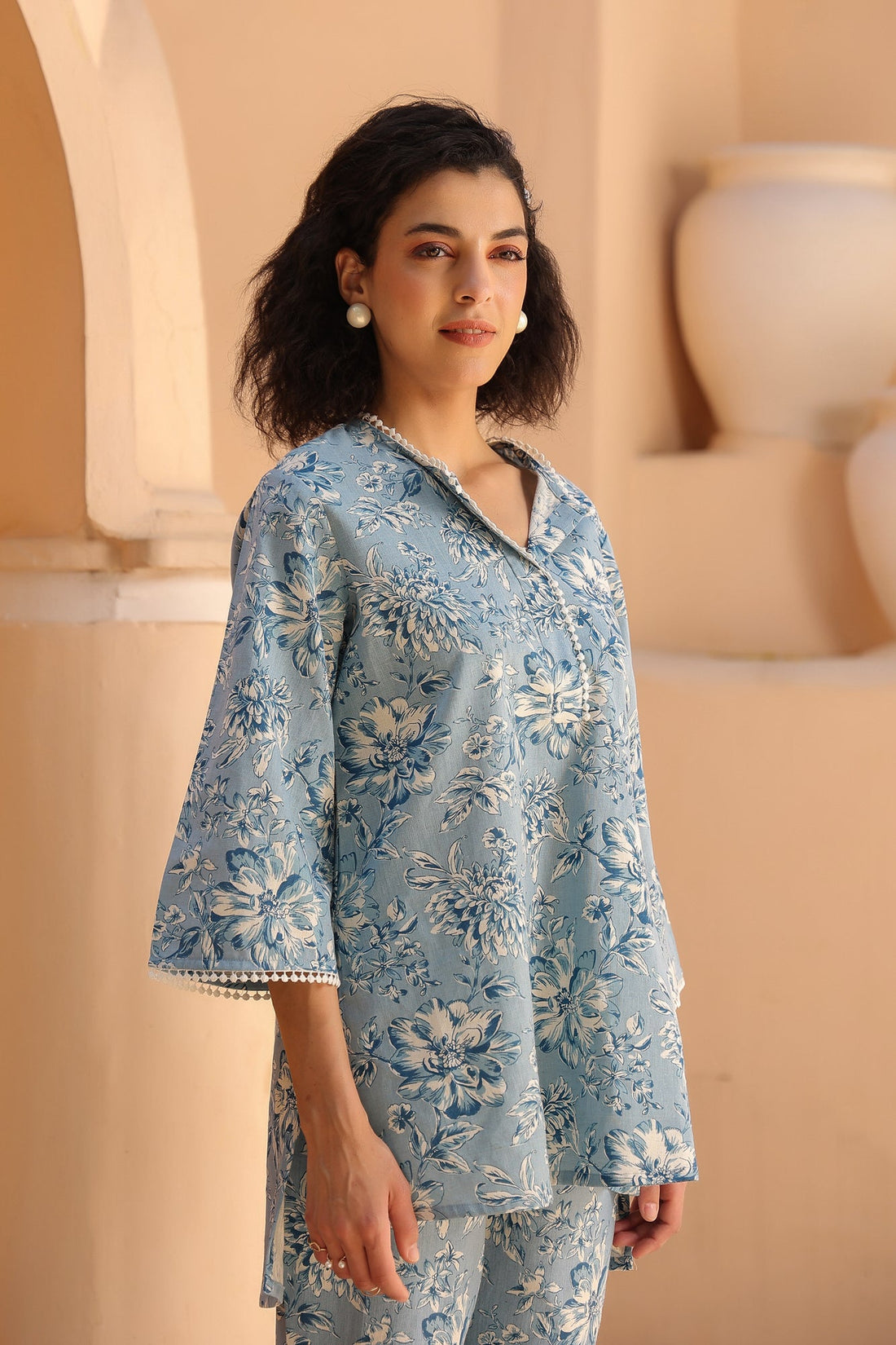 Cascade Blue Cotton Co-ord Set