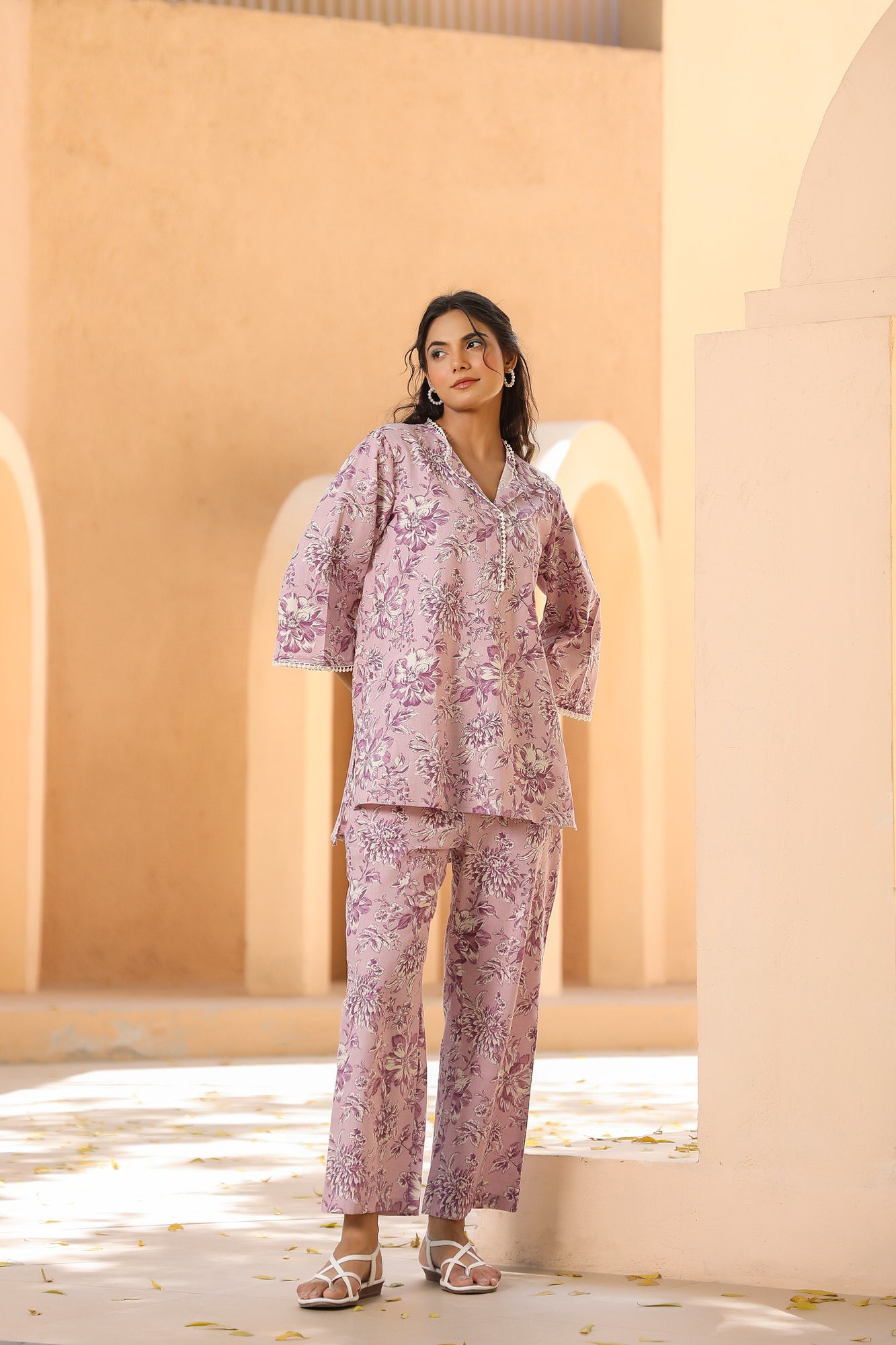 Oyster Pink Cotton Flex Co-ord Set