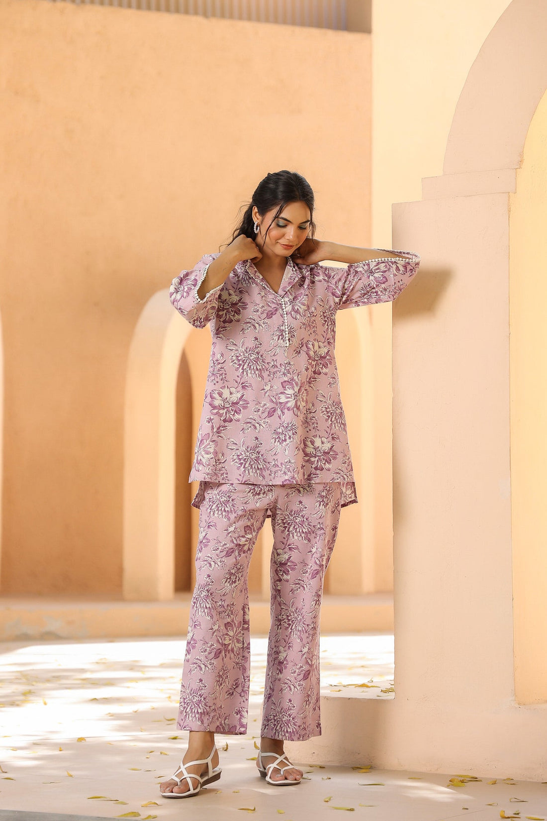 Oyster Pink Cotton Flex Co-ord Set